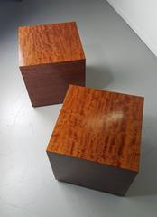 Grained Ribbon Mahogany Cube Tables, Attributed to Harvey Probber