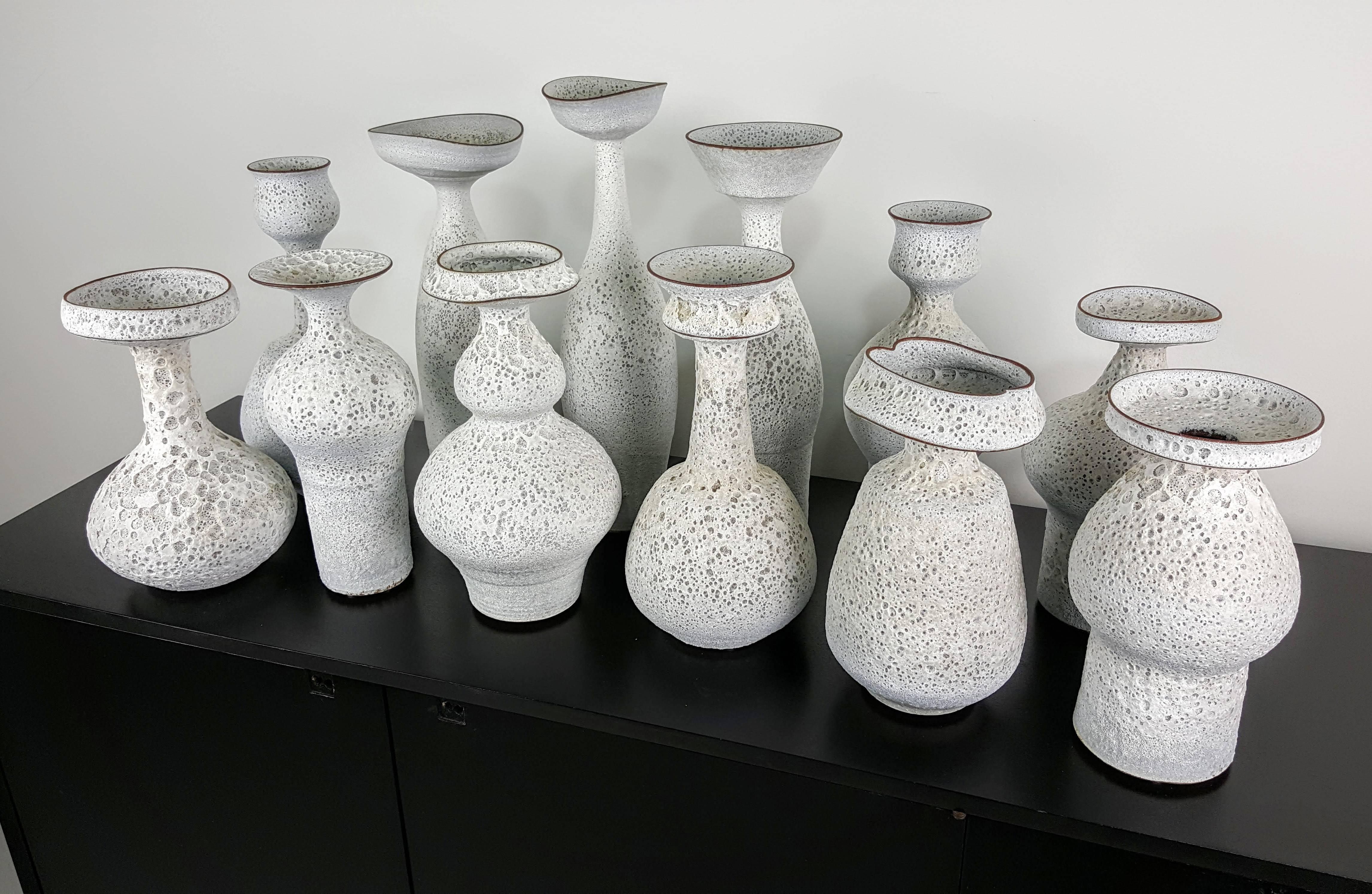 Ceramic Masterful Studio Pottery Vases in a White Crater Glaze by Jeremy Briddell, 2015