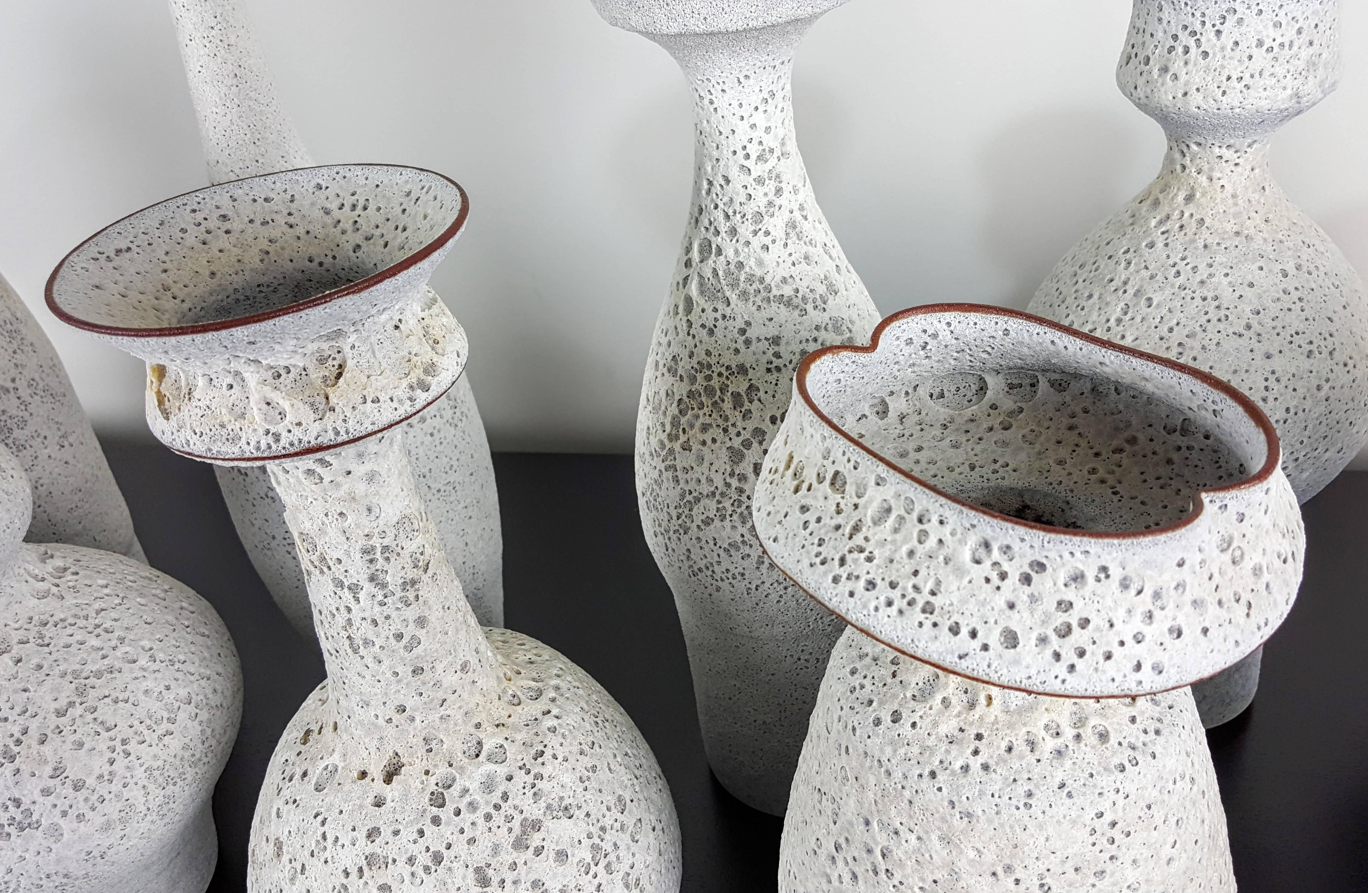 Masterful Studio Pottery Vases in a White Crater Glaze by Jeremy Briddell, 2015 2