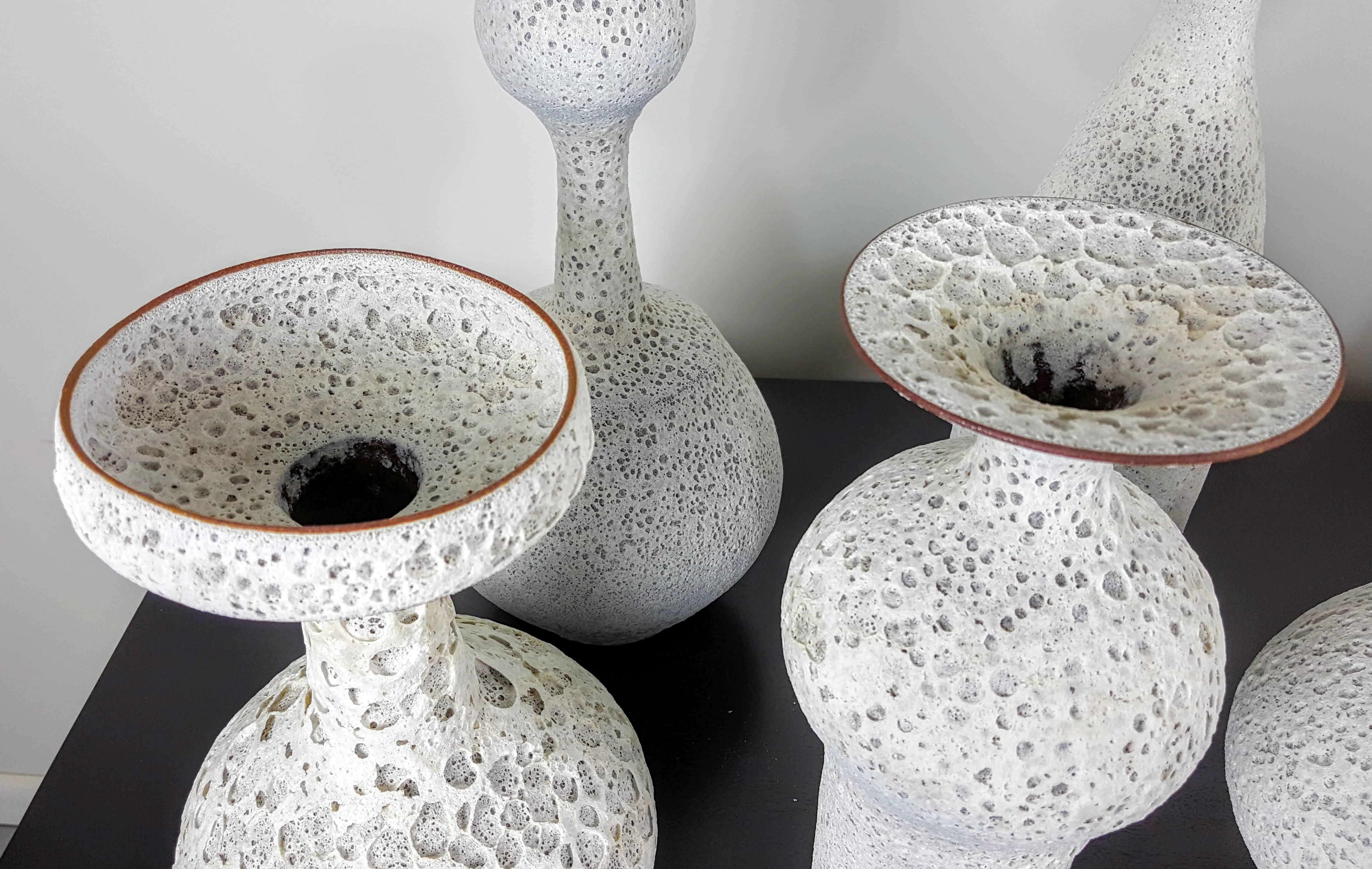 Masterful Studio Pottery Vases in a White Crater Glaze by Jeremy Briddell, 2015 1