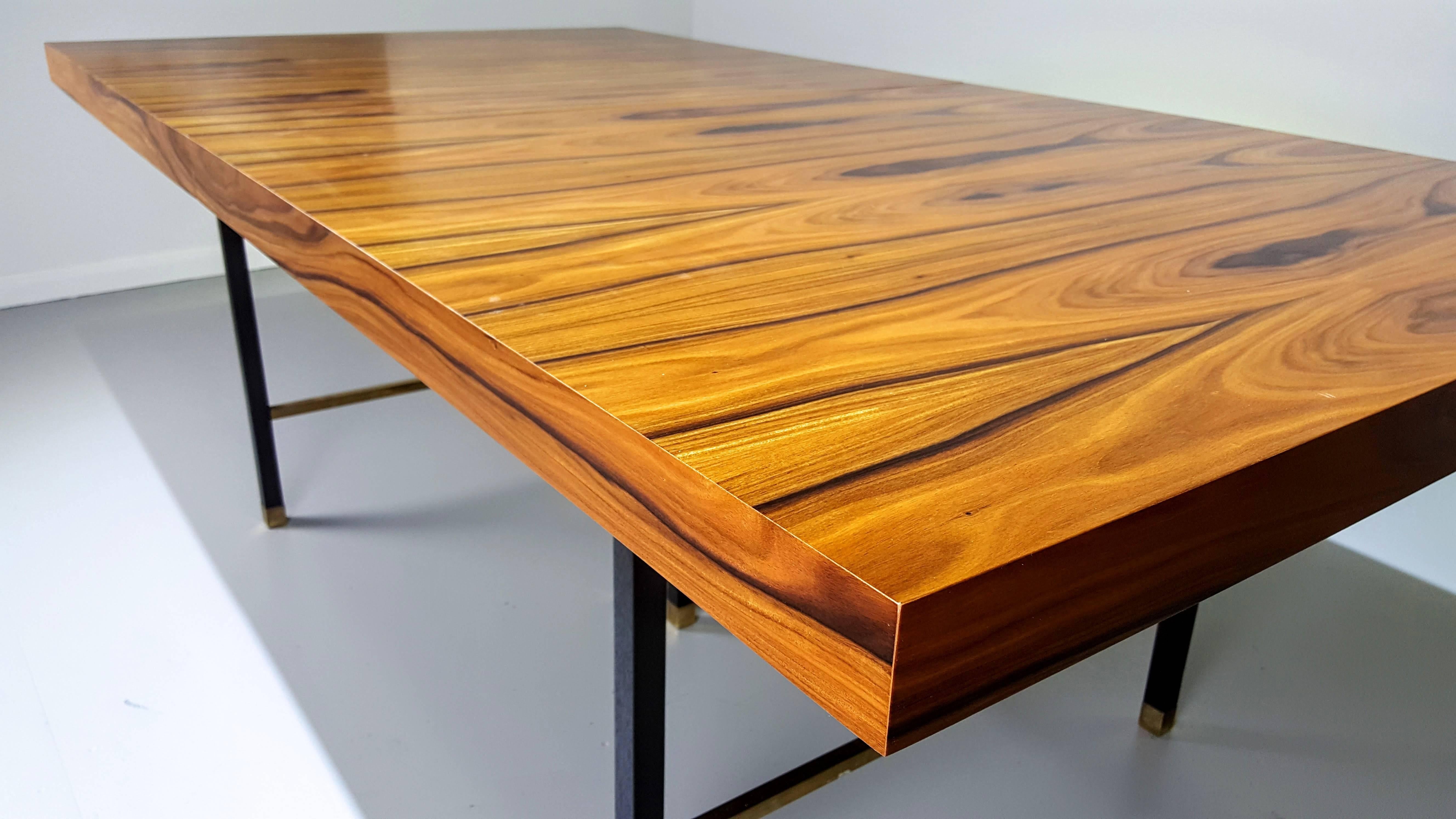 Breathtaking Rosewood and Brass Dining Table with Leaves Harvey Probber Studio 2