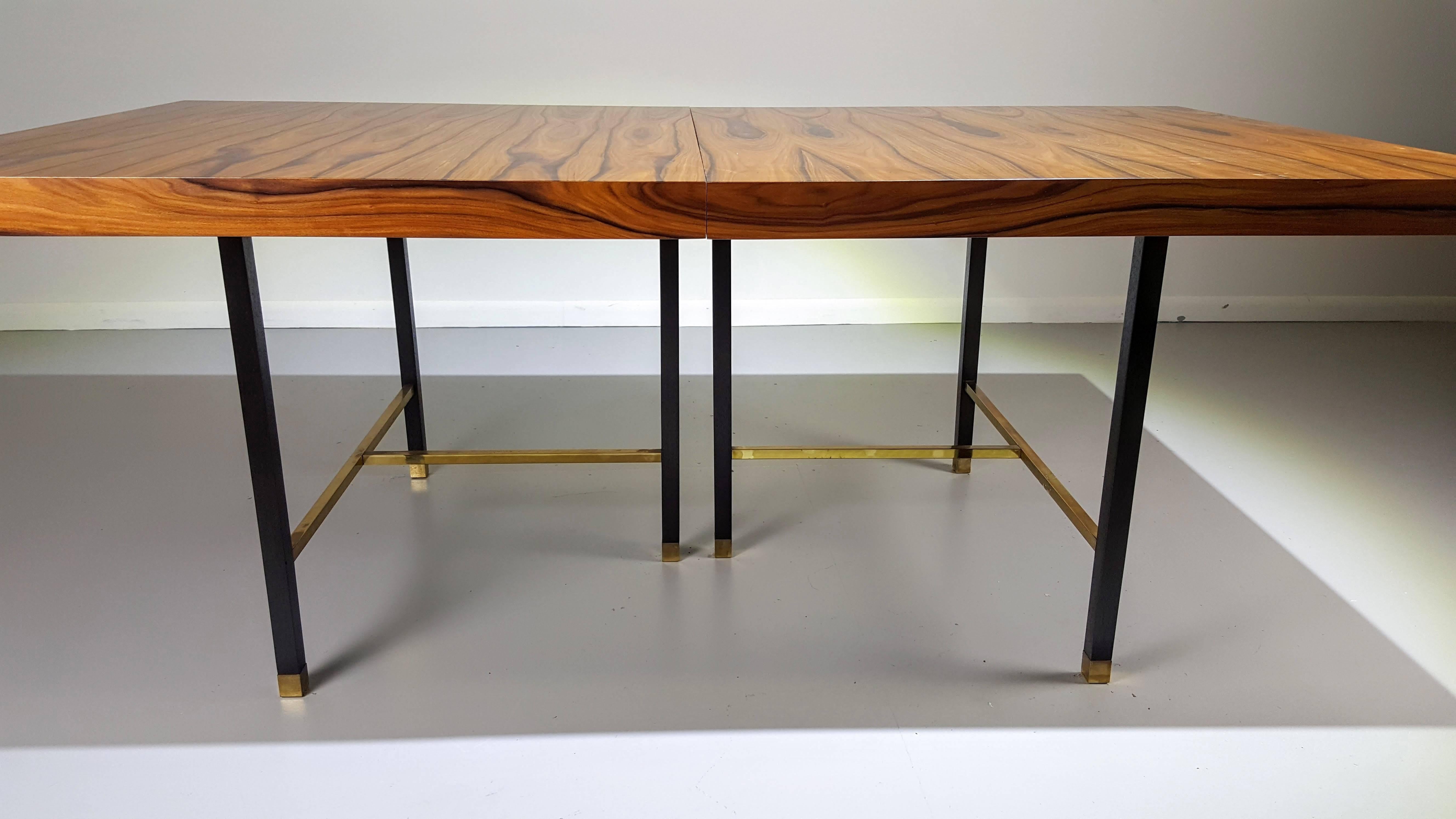 Breathtaking Rosewood and Brass Dining Table with Leaves Harvey Probber Studio 4
