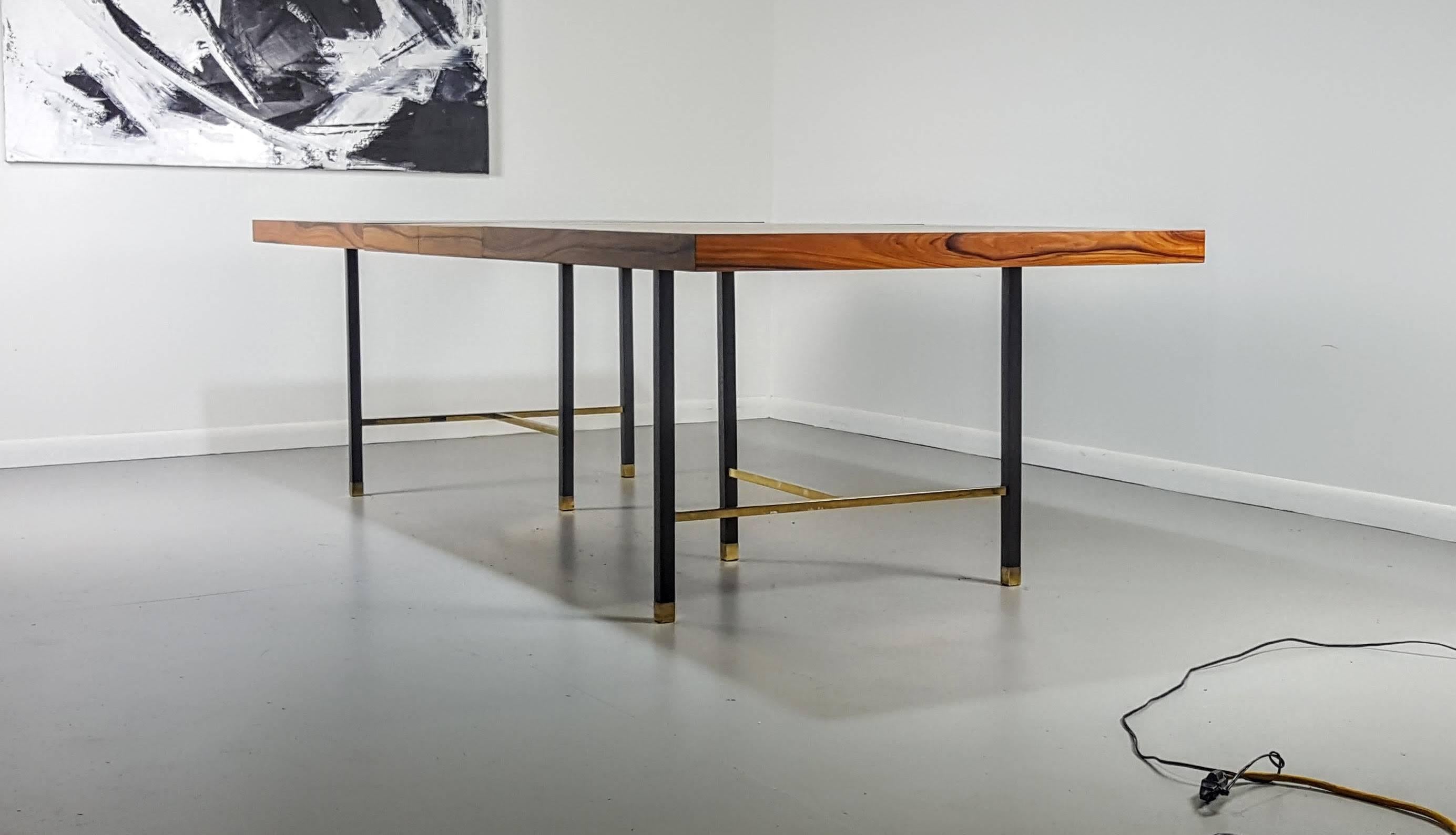 Breathtaking Rosewood and Brass Dining Table with Leaves Harvey Probber Studio 3