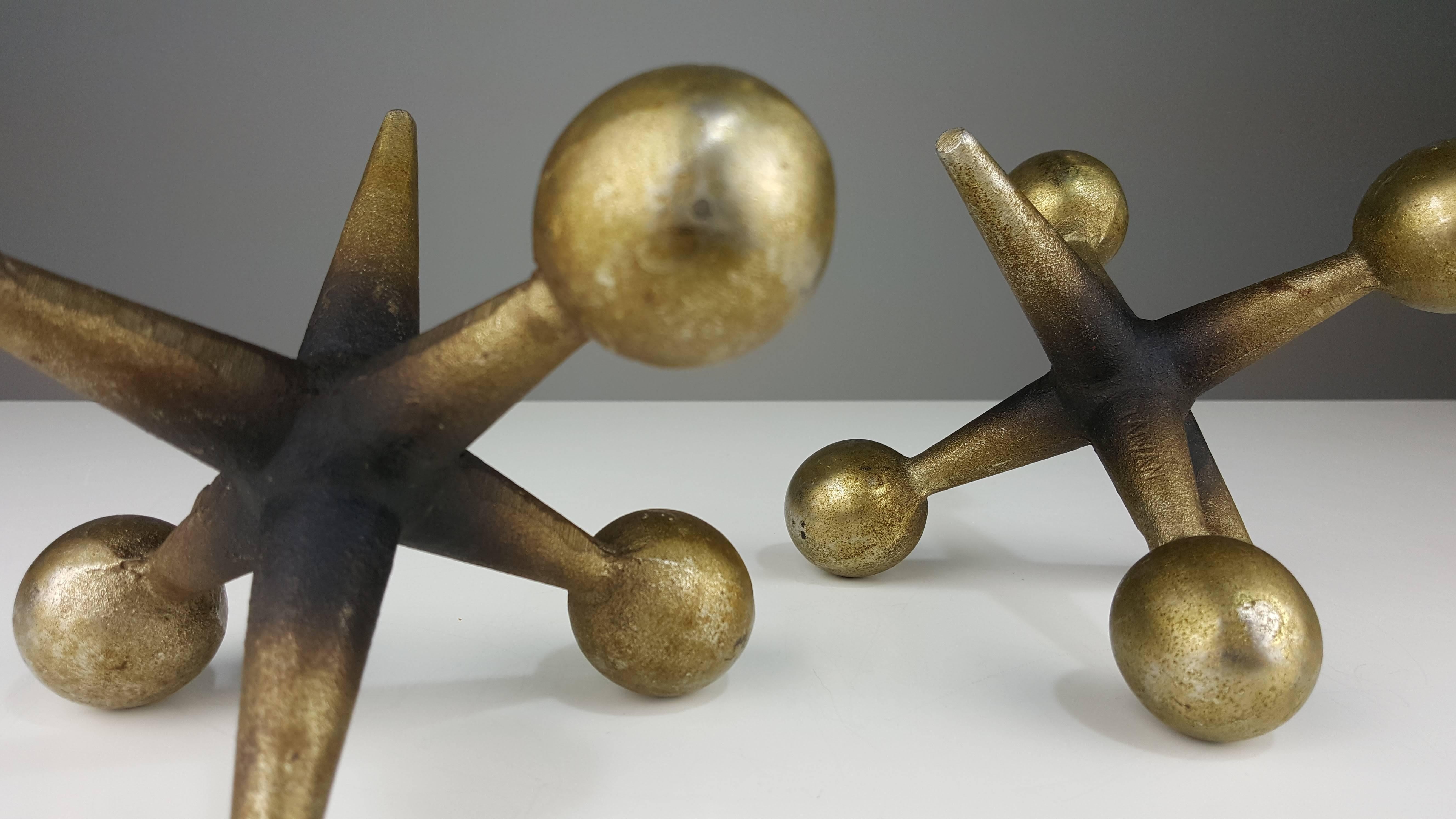 Pair of Finely Patinated Brass Jacks Bookends After Billy Curry, 1960s 1