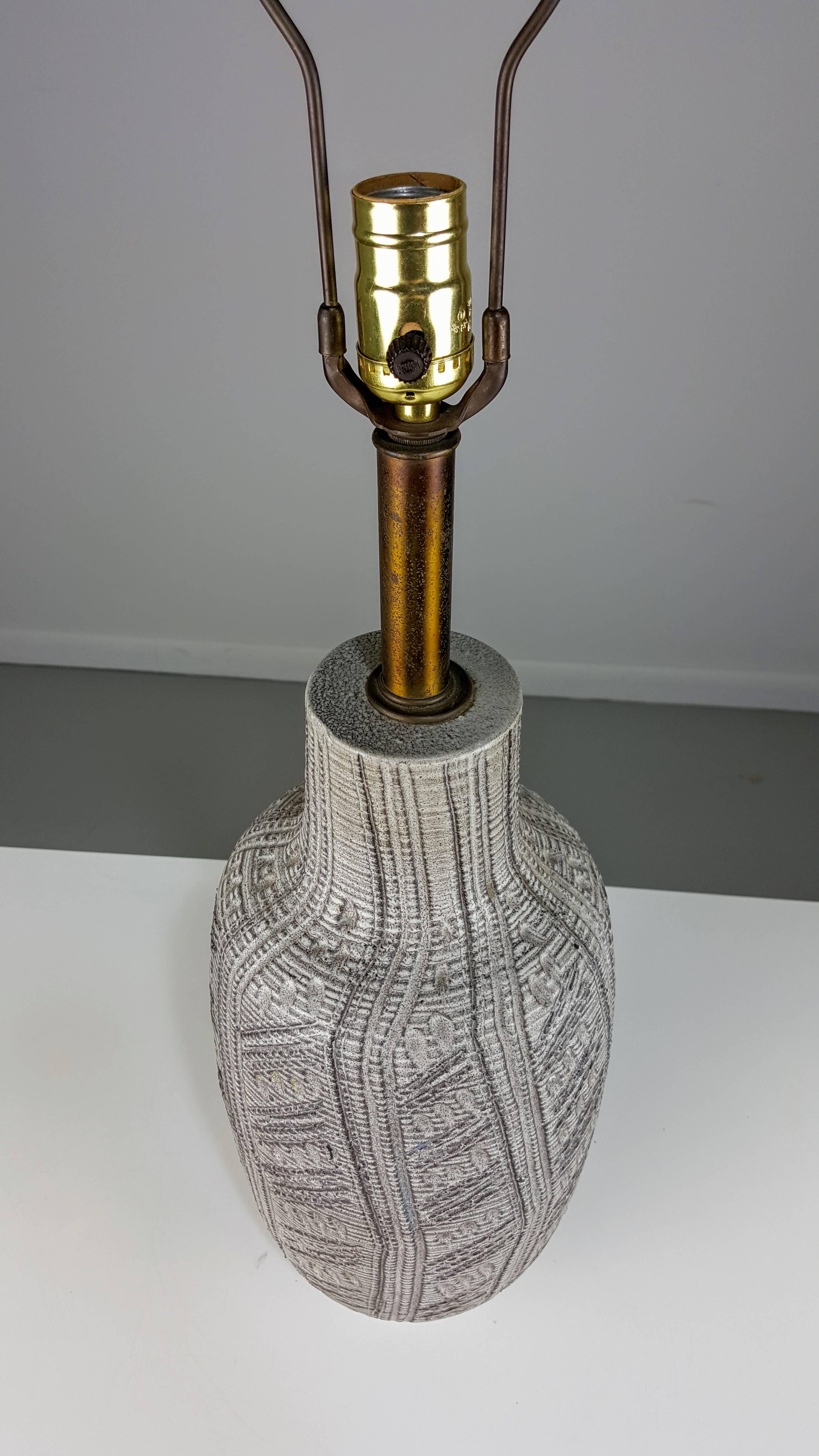 American Hand Thrown Pottery Lamp by Design Technics, 1960s