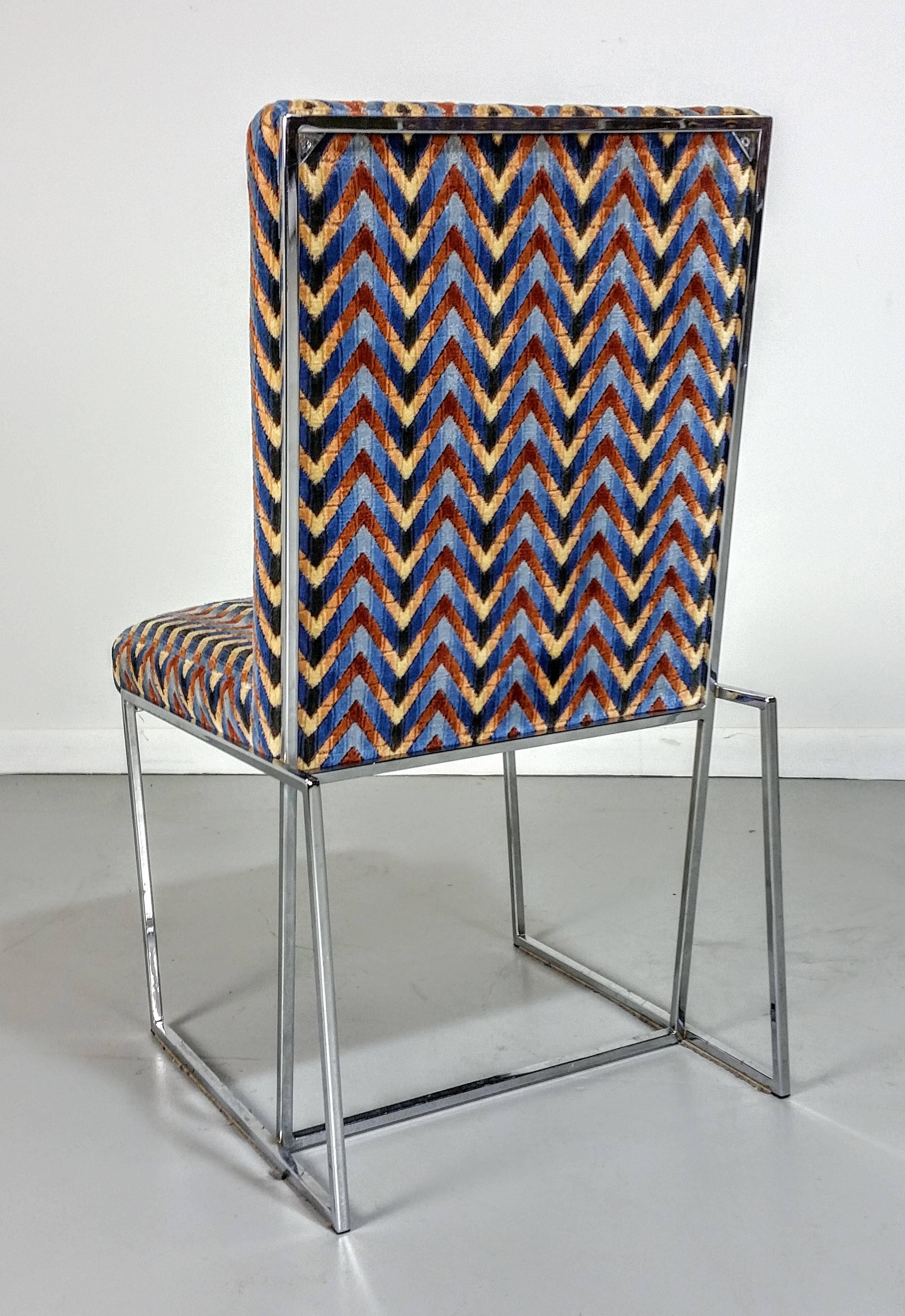 Rare Architectural Chrome Dining Chairs in the Style of Milo Baughman, 1970s In Excellent Condition In New York, NY