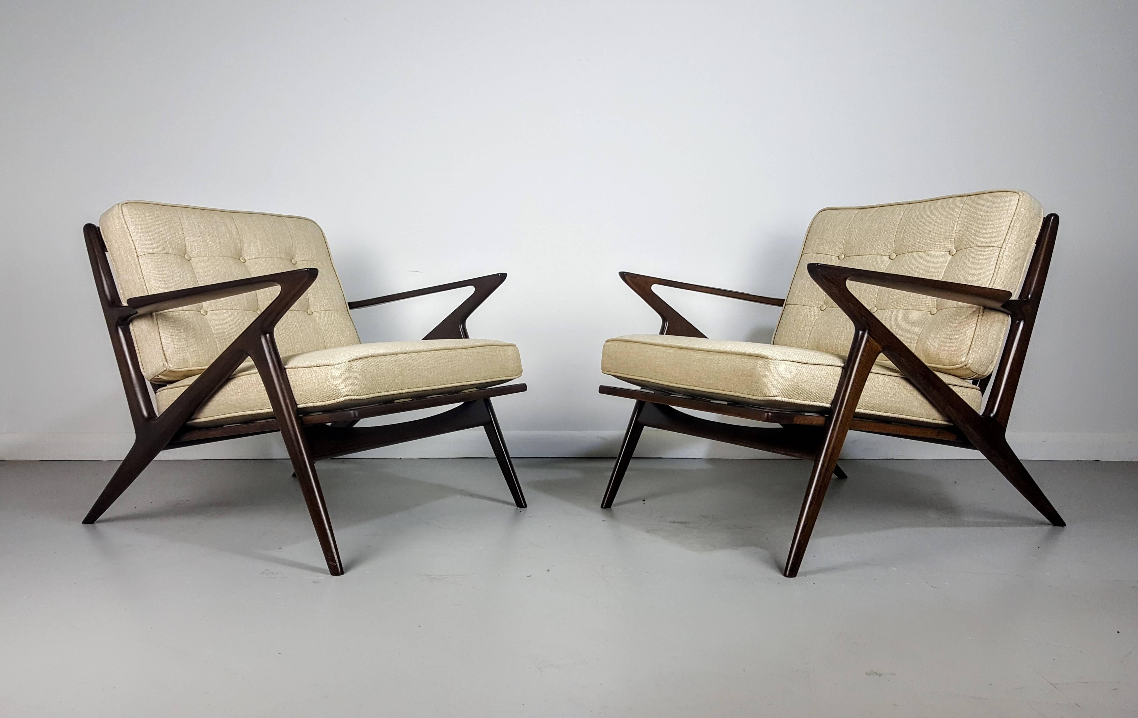 Pair of Sculptural Lounge Chairs by Poul Jensen for Selig, Denmark 1950s 1