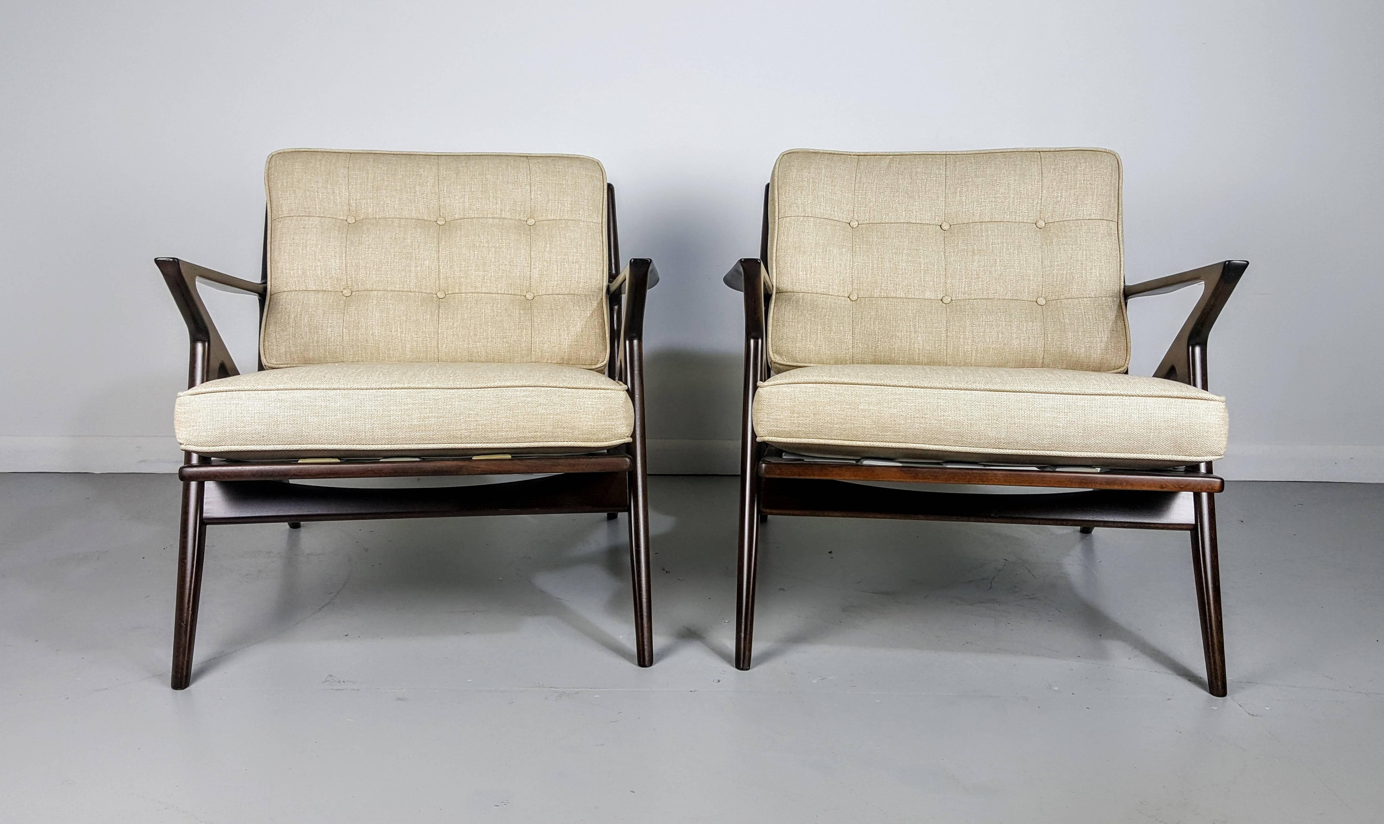Danish Pair of Sculptural Lounge Chairs by Poul Jensen for Selig, Denmark 1950s