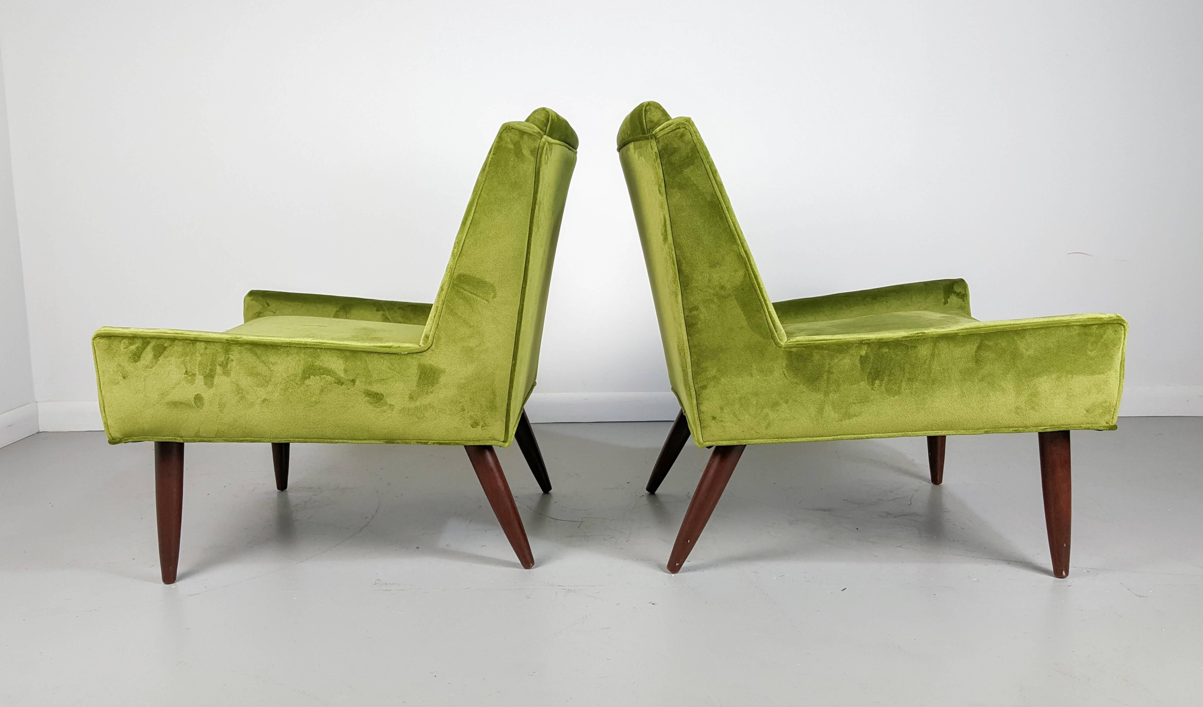 Mid-Century Modern Handsome Slipper Chairs in the Manner of Harvey Probber, 1950s