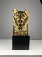 Large Handsome Brass Lion Head Sculpture by Chapman, 1979