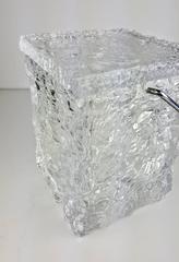 Playful "Block of Ice" Lucite Ice Bucket with Chrome Tong Handle by Wilardy