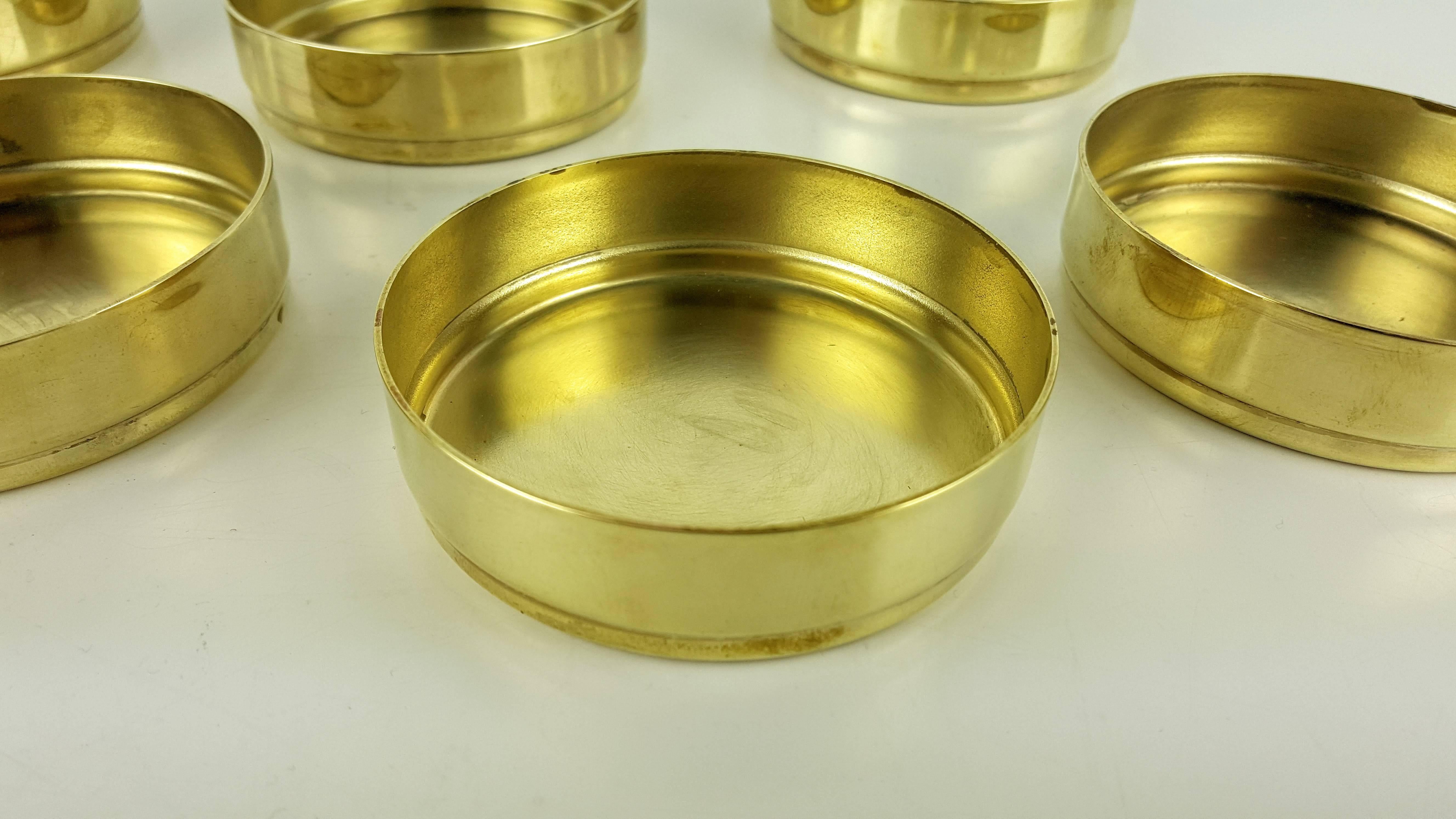American Rare Set of Brass Drink Coasters by Tommi Parzinger for Dorlyn, 1950s