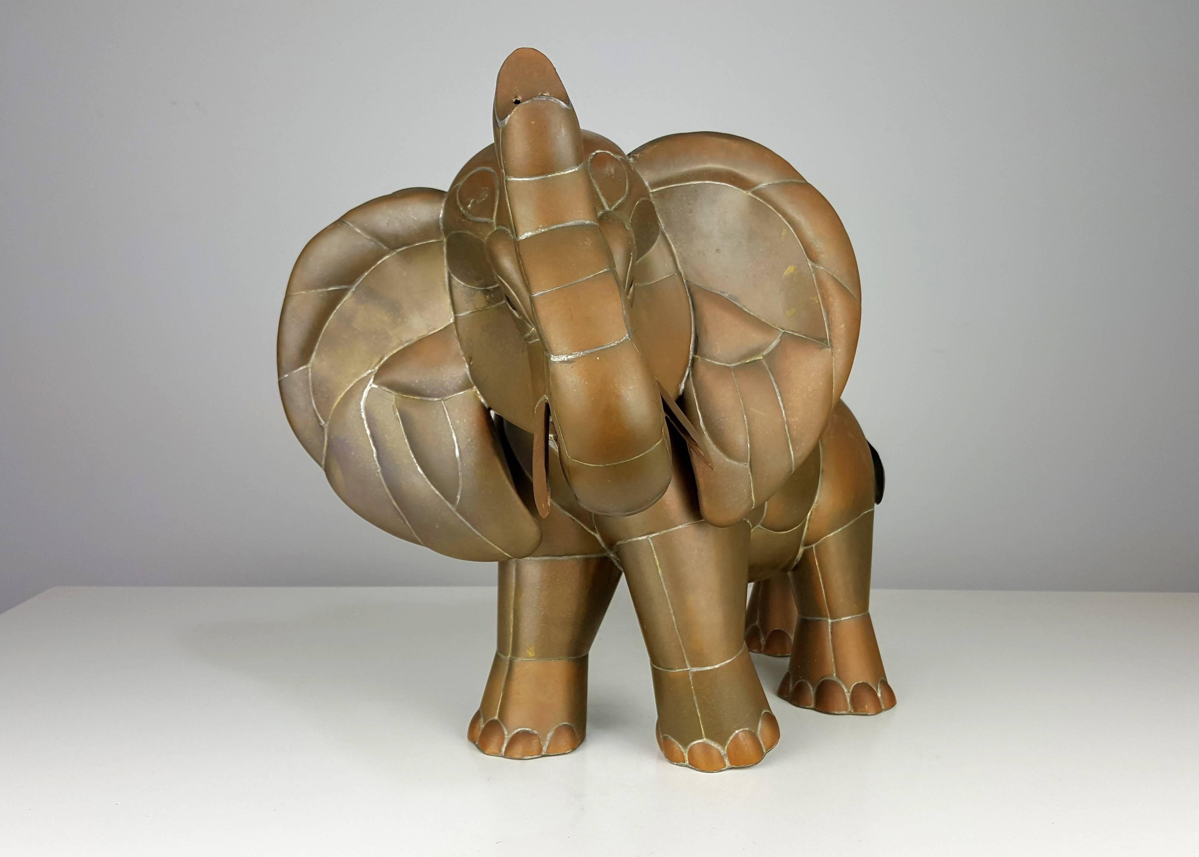 Fancy Brass and Copper Elephant Sculpture by Sergio Bustamante, Mexico 2