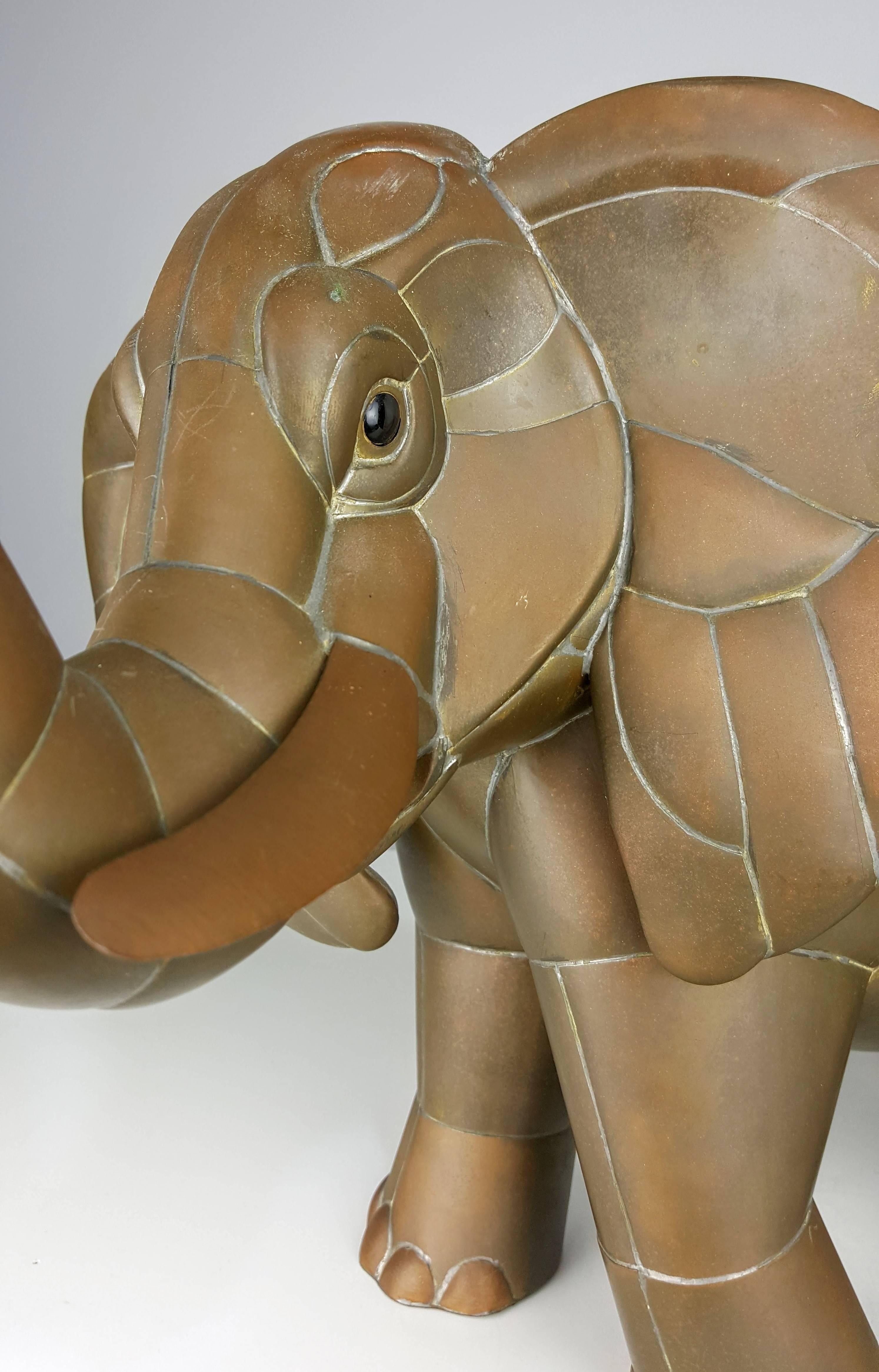 Fancy Brass and Copper Elephant Sculpture by Sergio Bustamante, Mexico In Excellent Condition In New York, NY