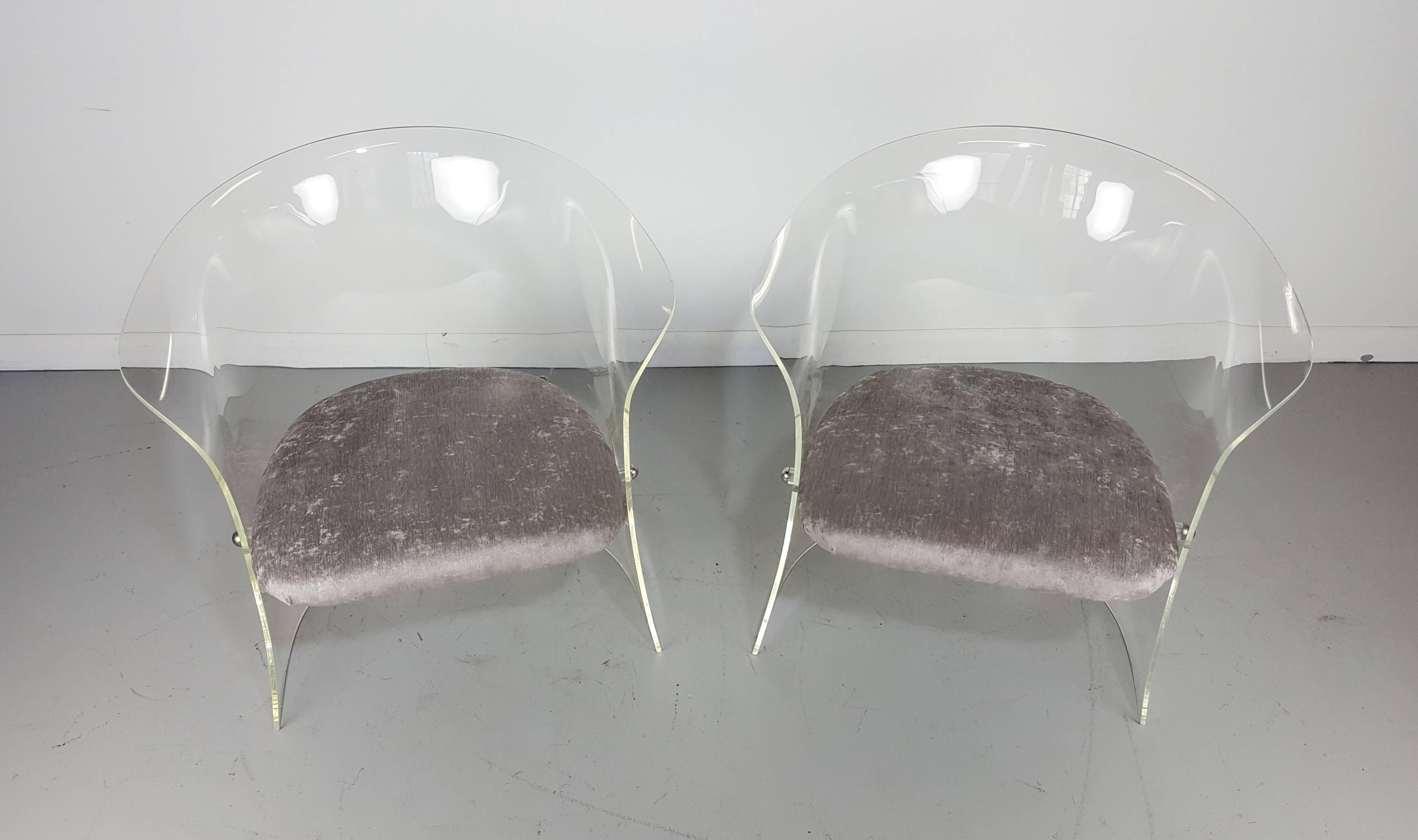 American Lucite Lounge Chairs after Charles Hollis Jones, 1970s