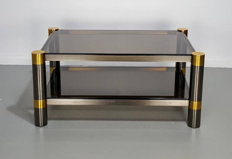 Karl Springer Coffee Table in Rare Gunmetal and Gold Tone Finish