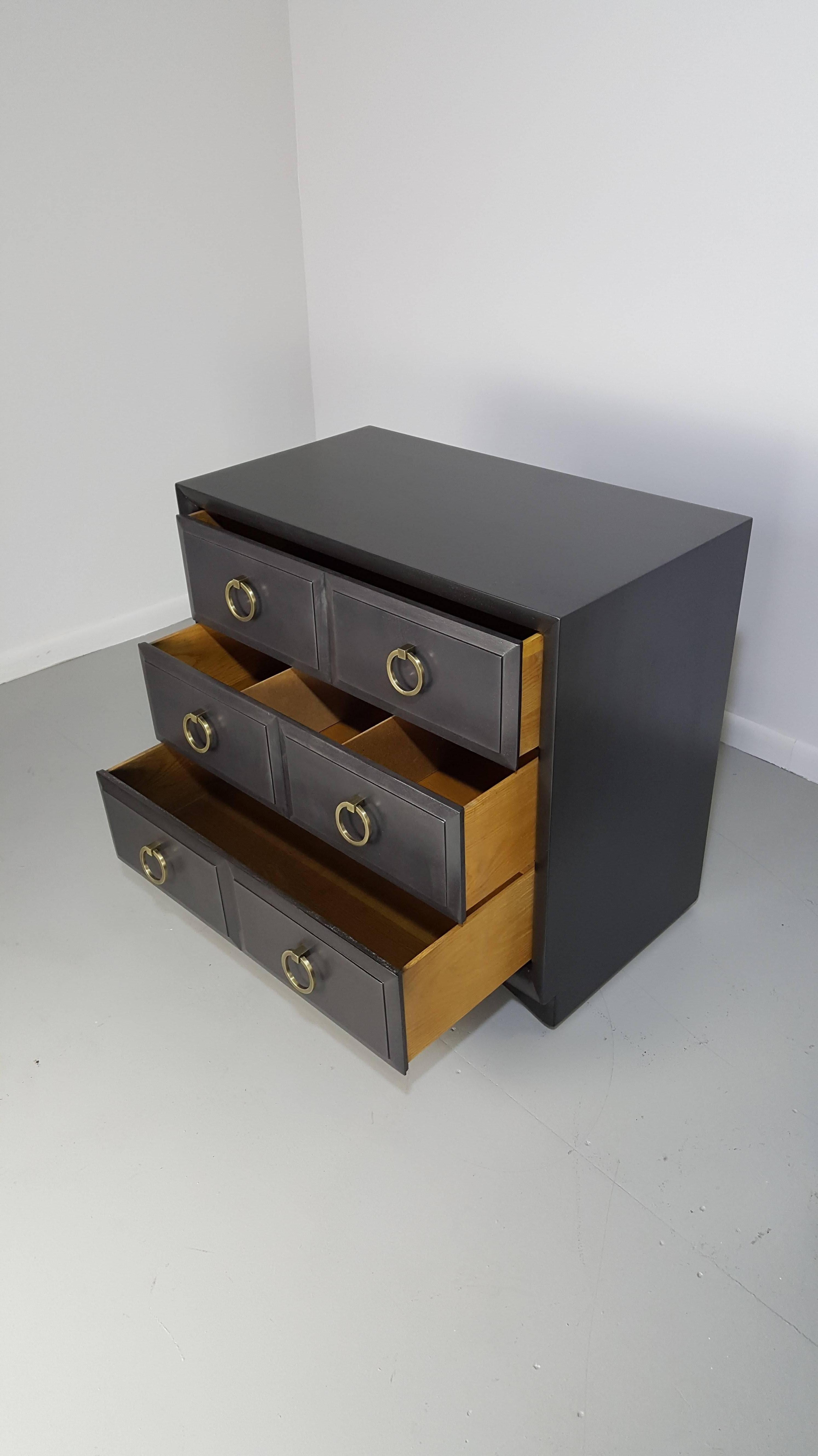 Pair of Chests by T.H. Robsjohn-Gibbings in a Custom Charcoal Finish, 1950s 1