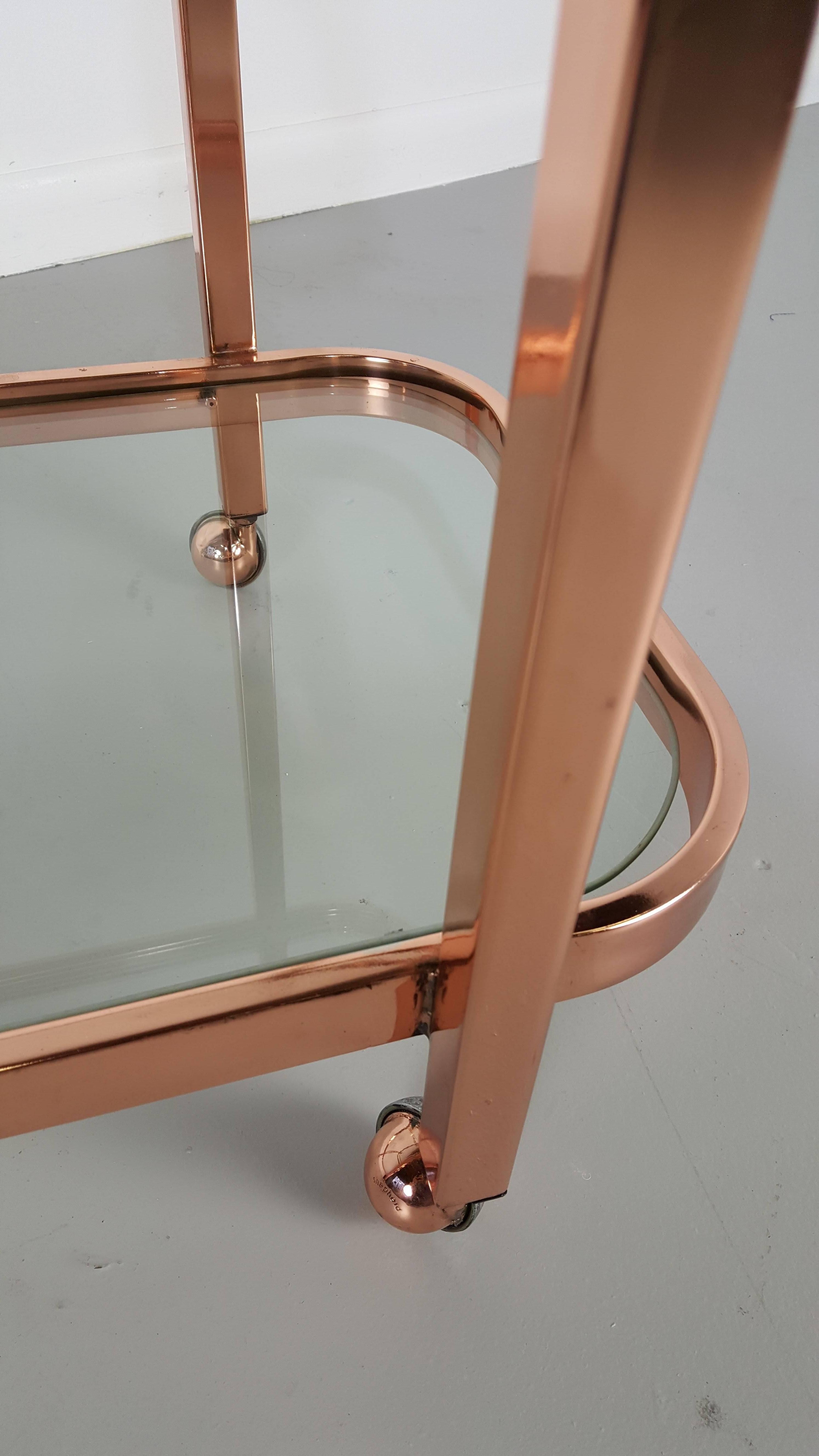 Late 20th Century Stunning Bar Cart by Milo Baughman in Rose Gold Copper, 1970s