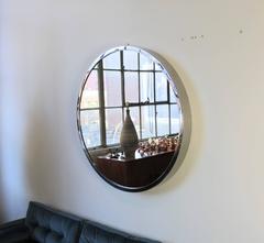 Large Round "Oculus" Mirror in Polished Stainless Steel