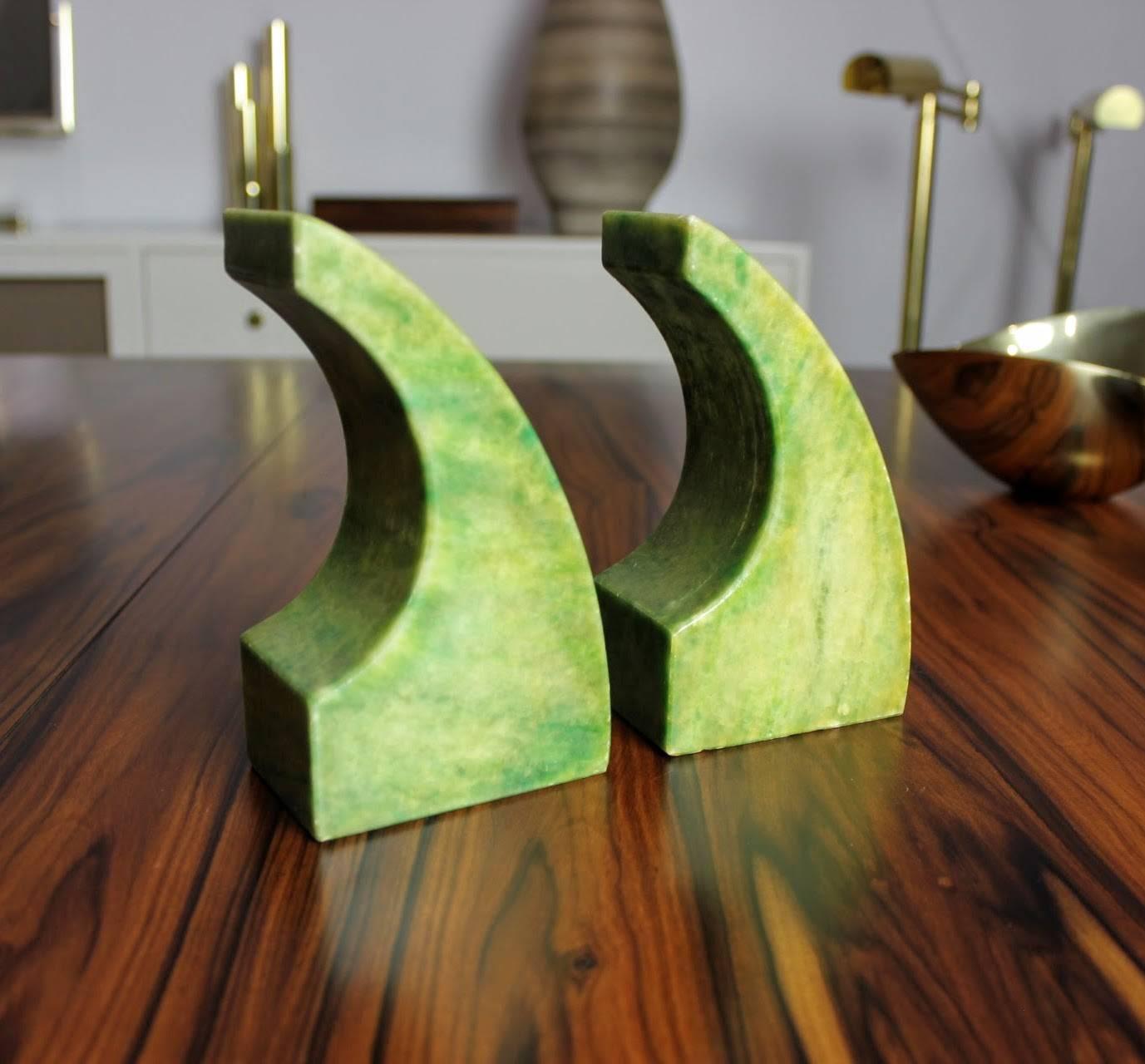 Chartreuse marble bookends, Italy, 1950s.
