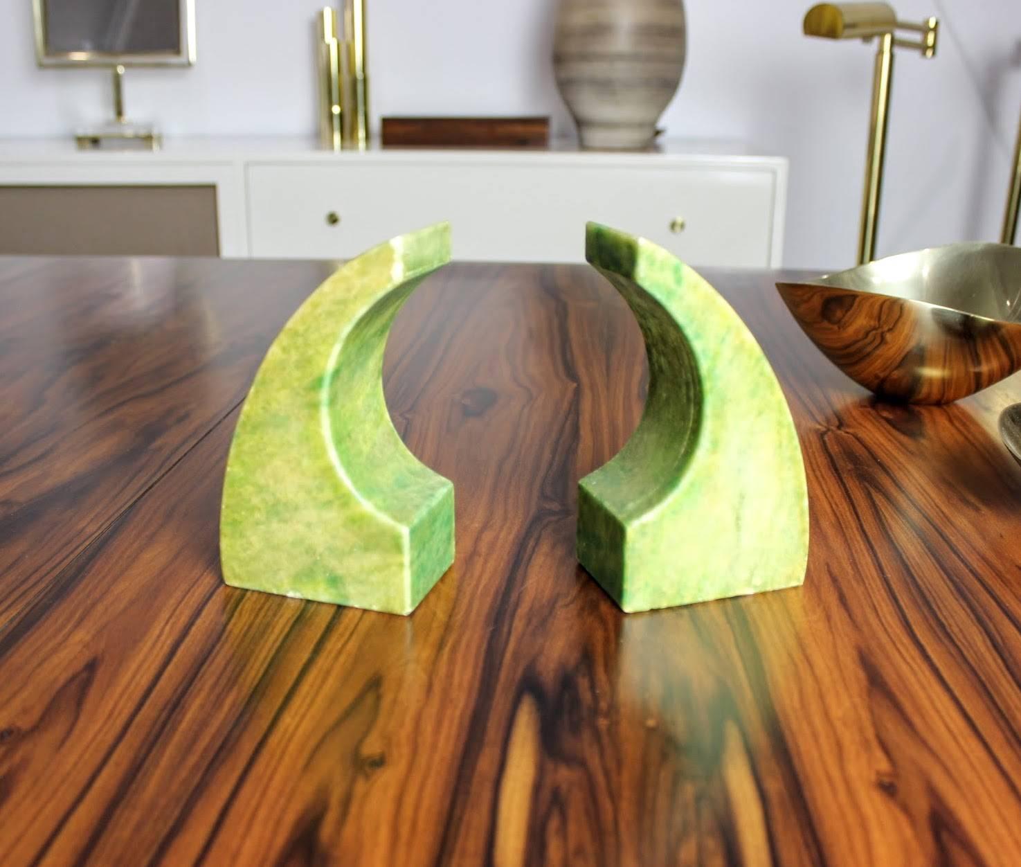 Mid-Century Modern Chartreuse Marble Bookends, Italy, 1950s