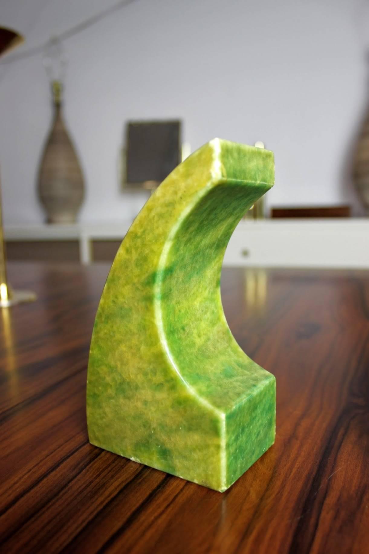 Italian Chartreuse Marble Bookends, Italy, 1950s