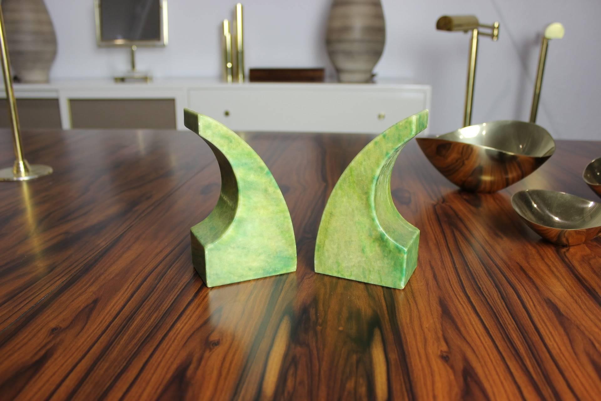 Chartreuse Marble Bookends, Italy, 1950s In Excellent Condition In New York, NY