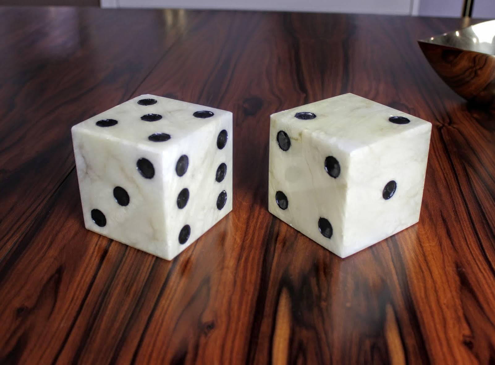 Huge marble dice bookends or table sculpture, Italy. Great pop art bookends and super heavy. Minor flaws and flea bites but overall excellent condition.

See this item in our private NYC showroom! Refine Limited is located in the heart of Chelsea