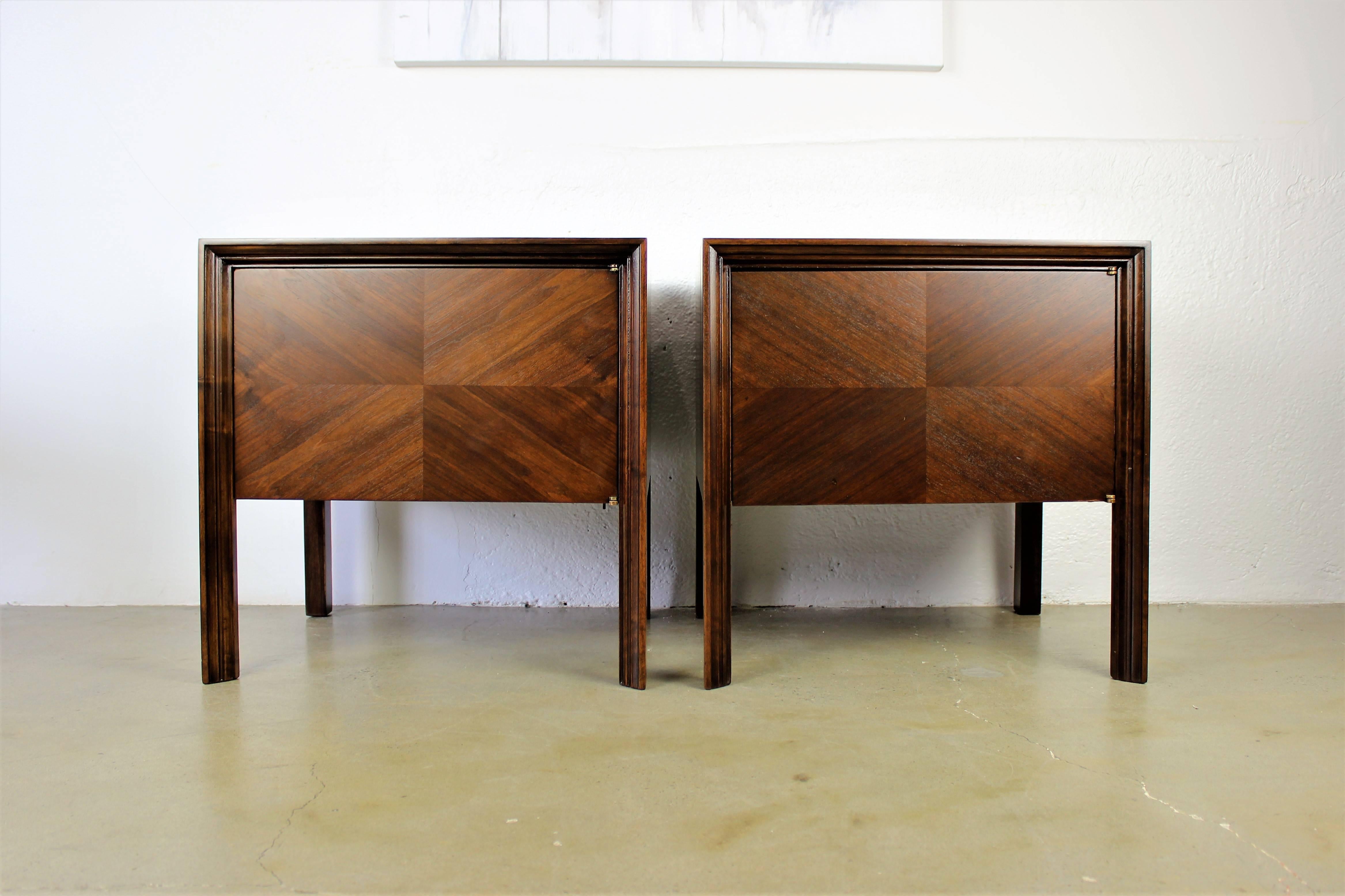 Mahogany nightstands by Edmond J. Spence, Sweden, 1950s. 

See this item in our private NYC showroom! Refine Limited is located in the heart of Chelsea at the history Starrett-LeHigh Building, 601 West 26th Street, Suite M258. 11am-5pm, Mon-Fri.