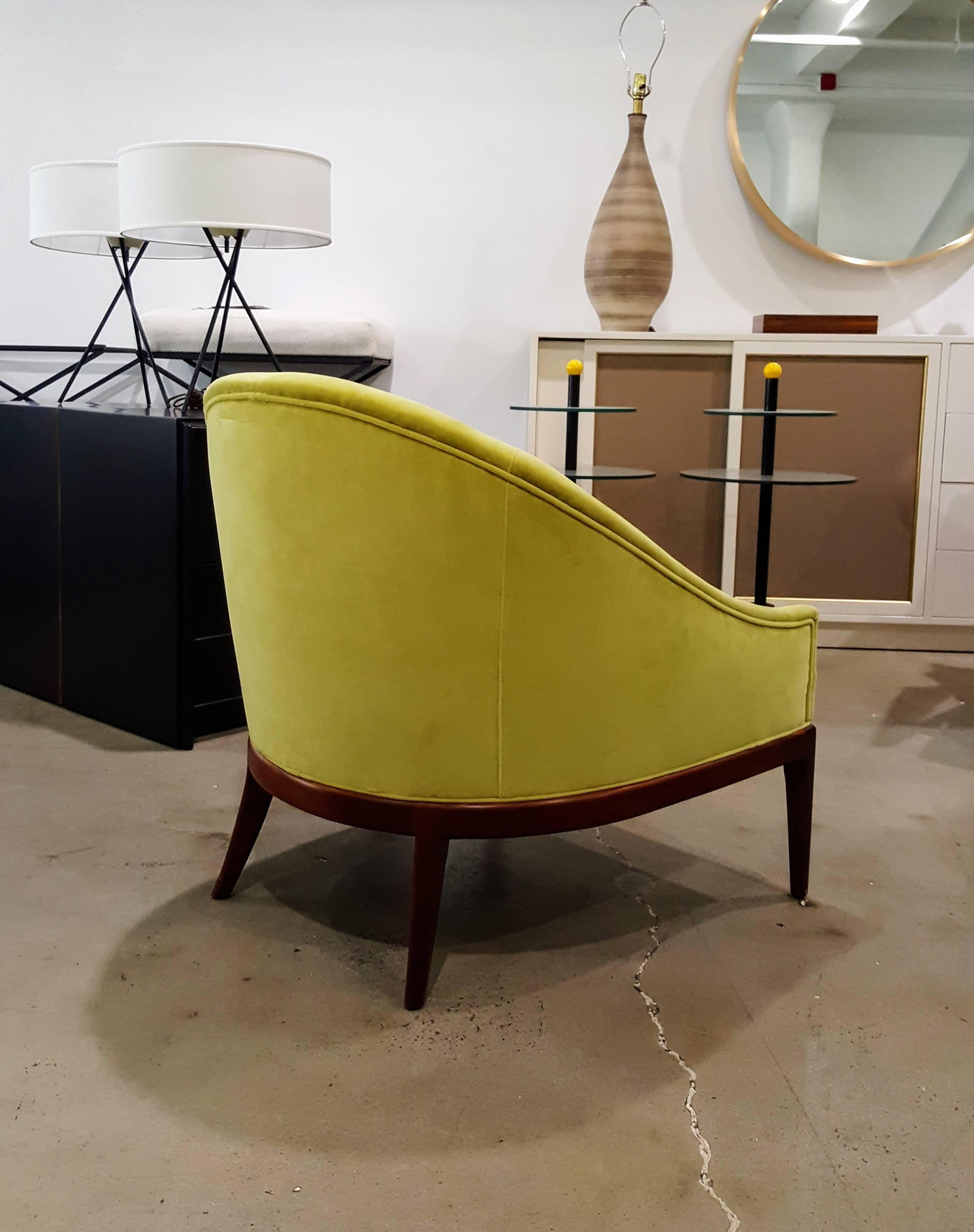 American Modern Slipper Chair in New Chartruese Velvet, 1960s