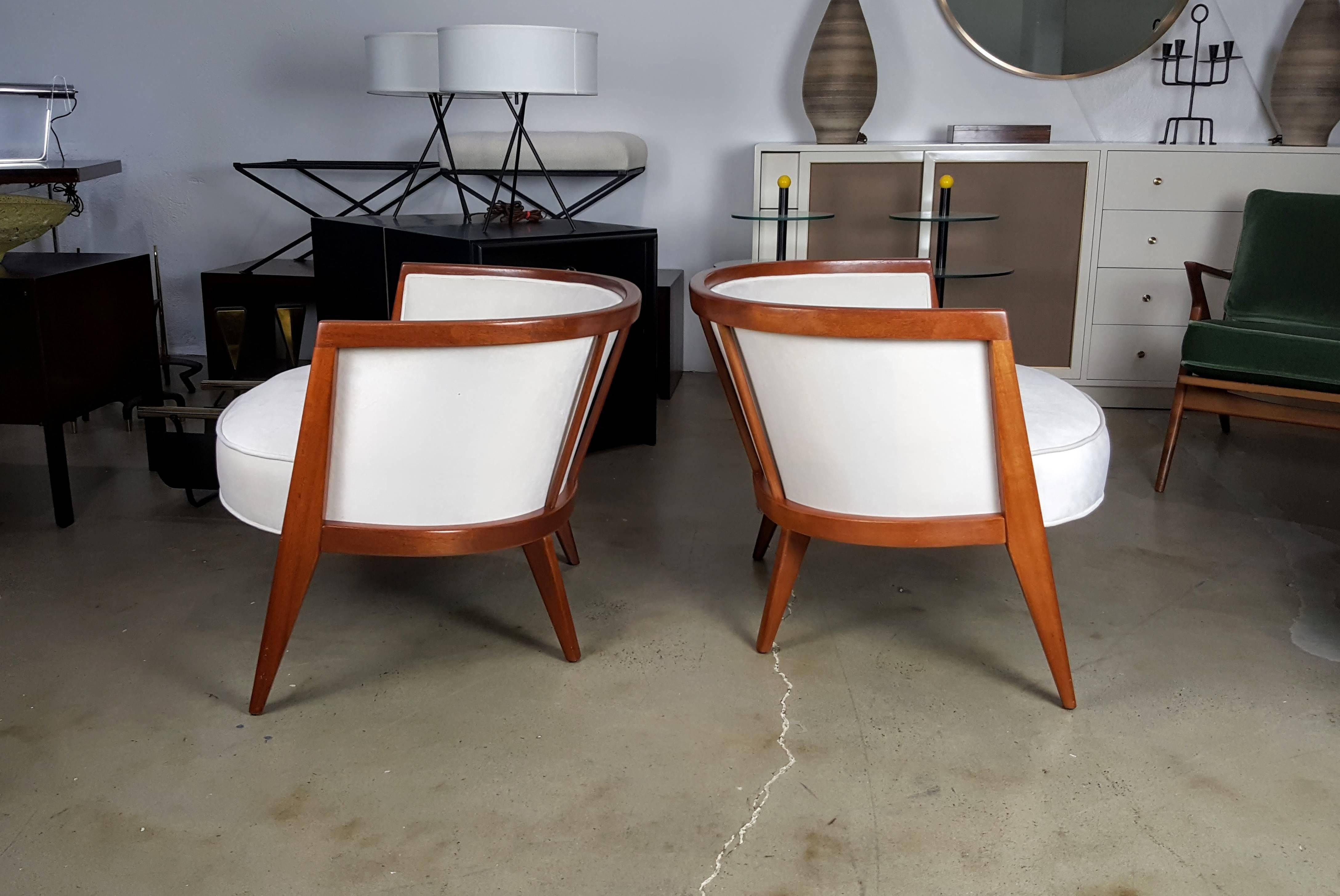 American Sculptural Mahogany Lounge Chairs by Harvey Probber, 1960s