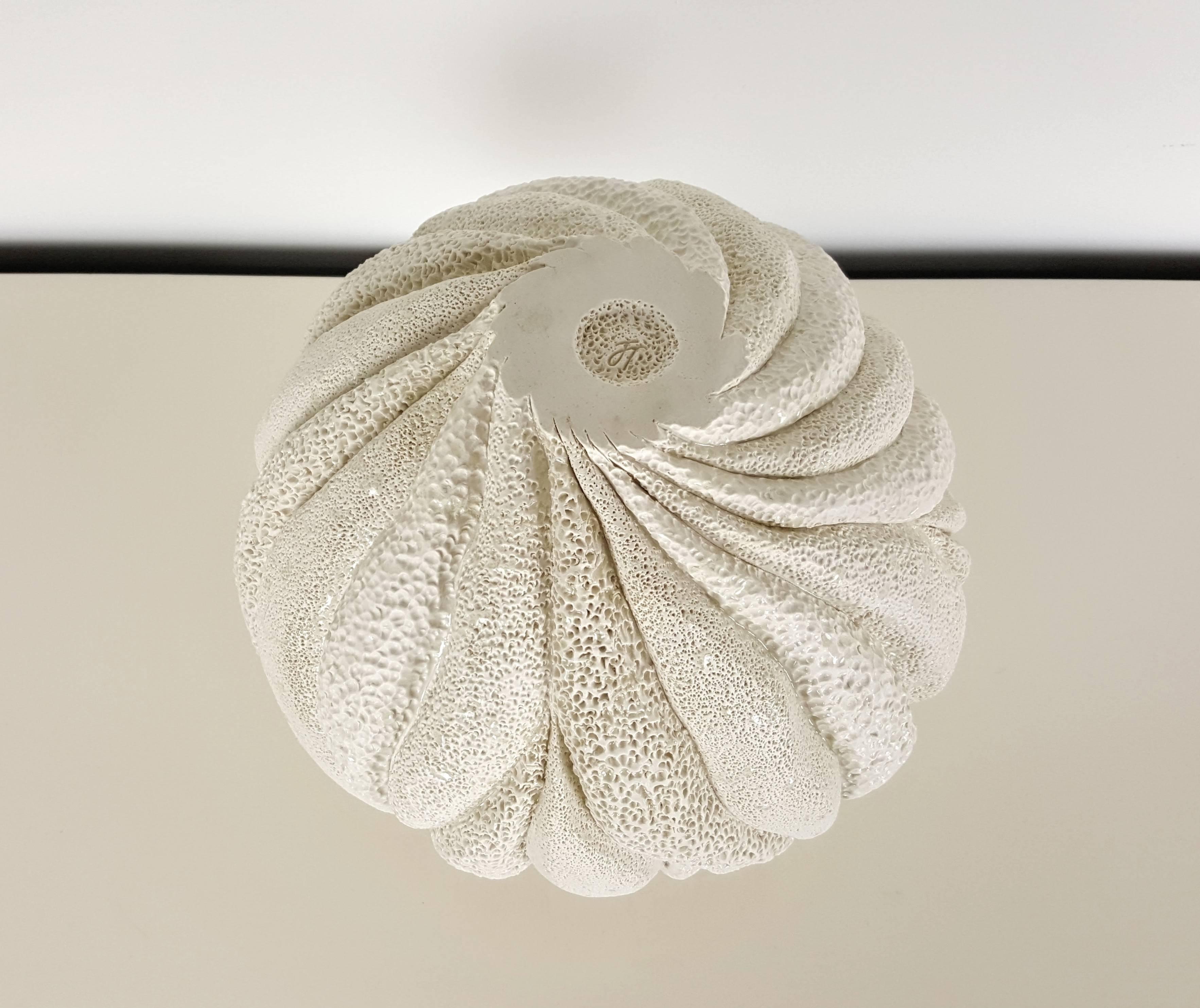 Ceramic Creamy White Large Round Coastal Collage Vessel by Judi Tavill, 2016