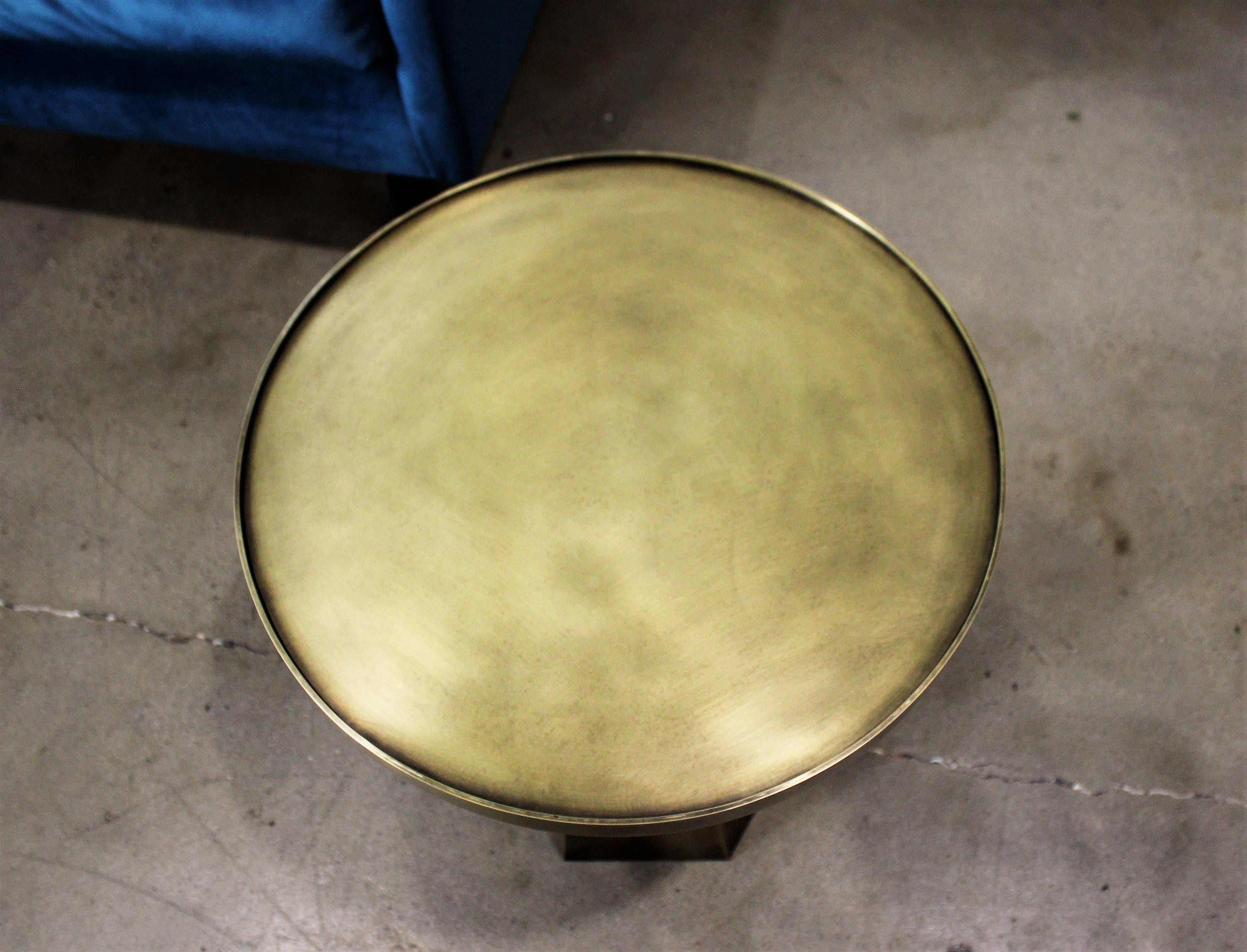 Sculptural Hand-Forged Hexagonal Side Table in Solid Patinated Brass In Excellent Condition In New York, NY