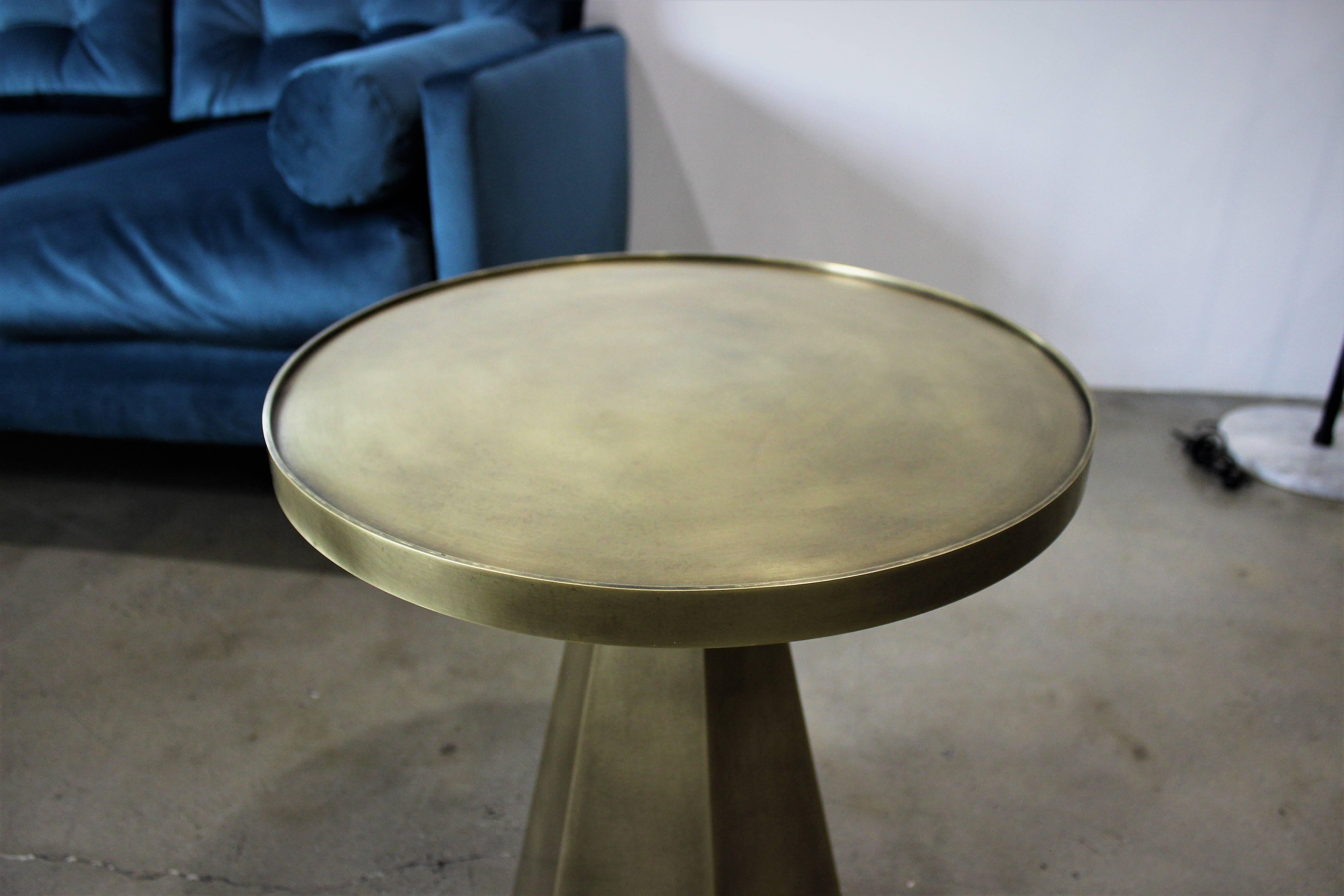 Sculptural Hand-Forged Hexagonal Side Table in Solid Patinated Brass 2
