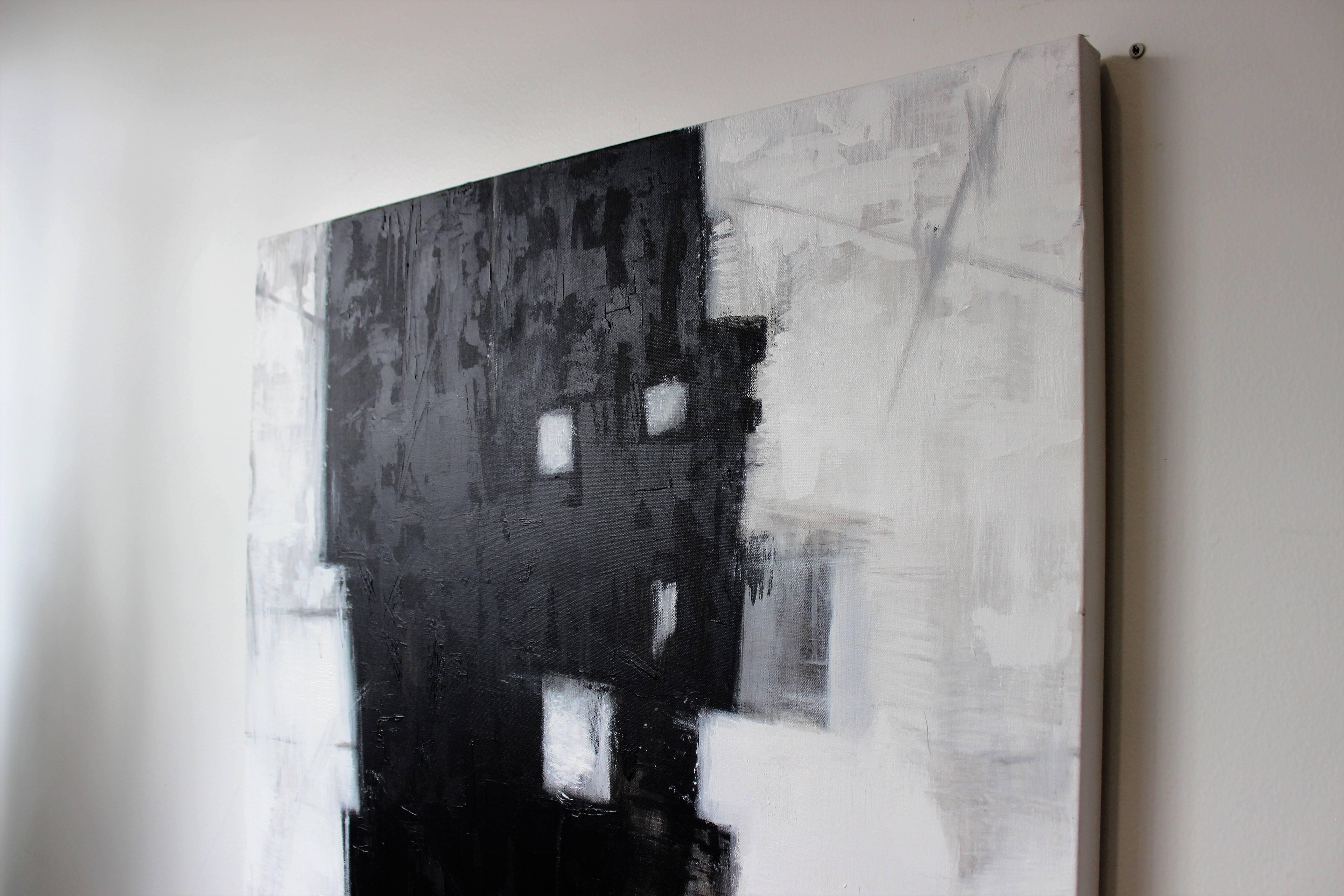 American Original Black and White Abstract Painting by Brian Potter, NYC, 2016