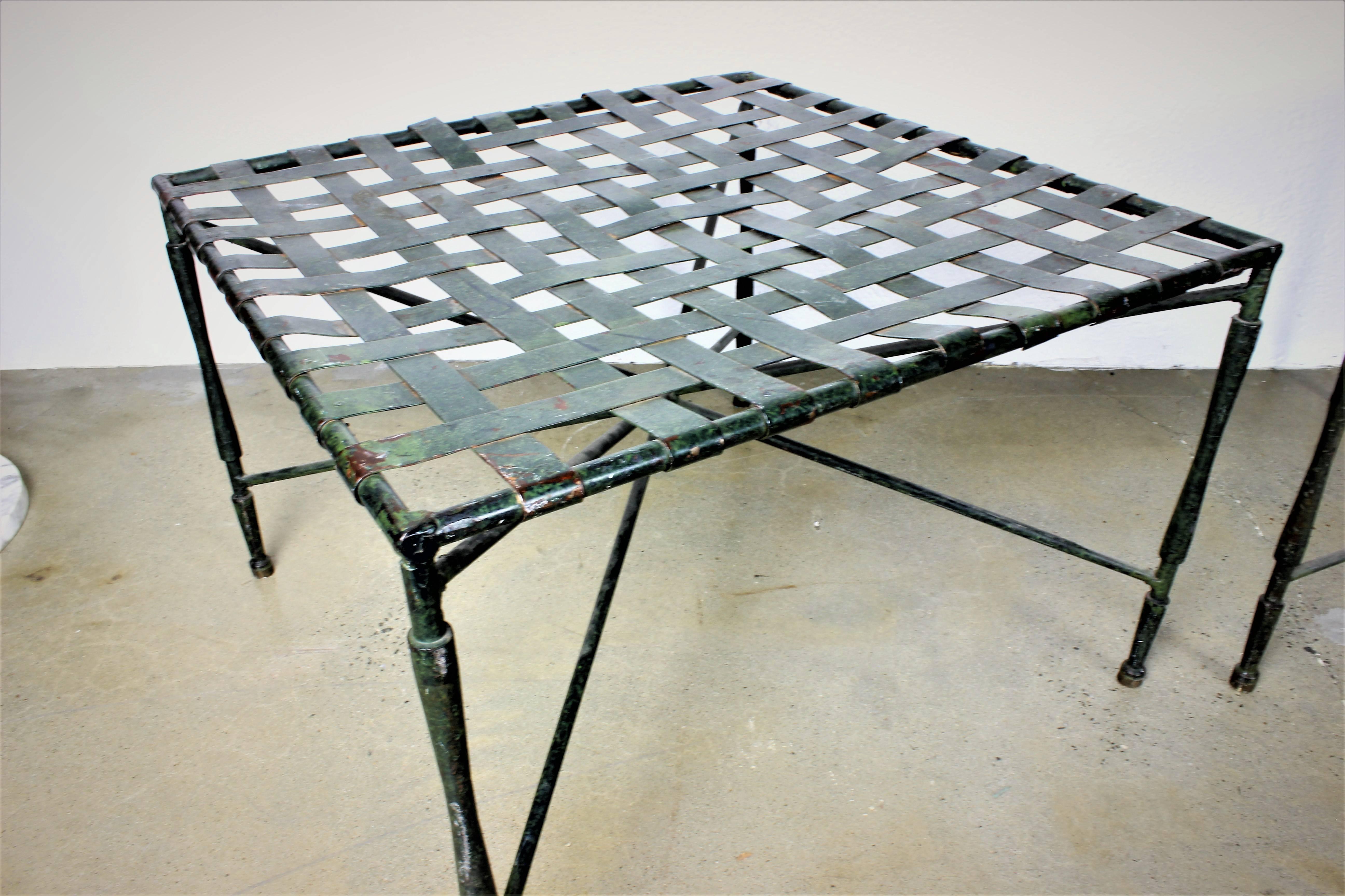 American Pair of Architectural Iron Benches or Ottomans by John Salterini, 1950s