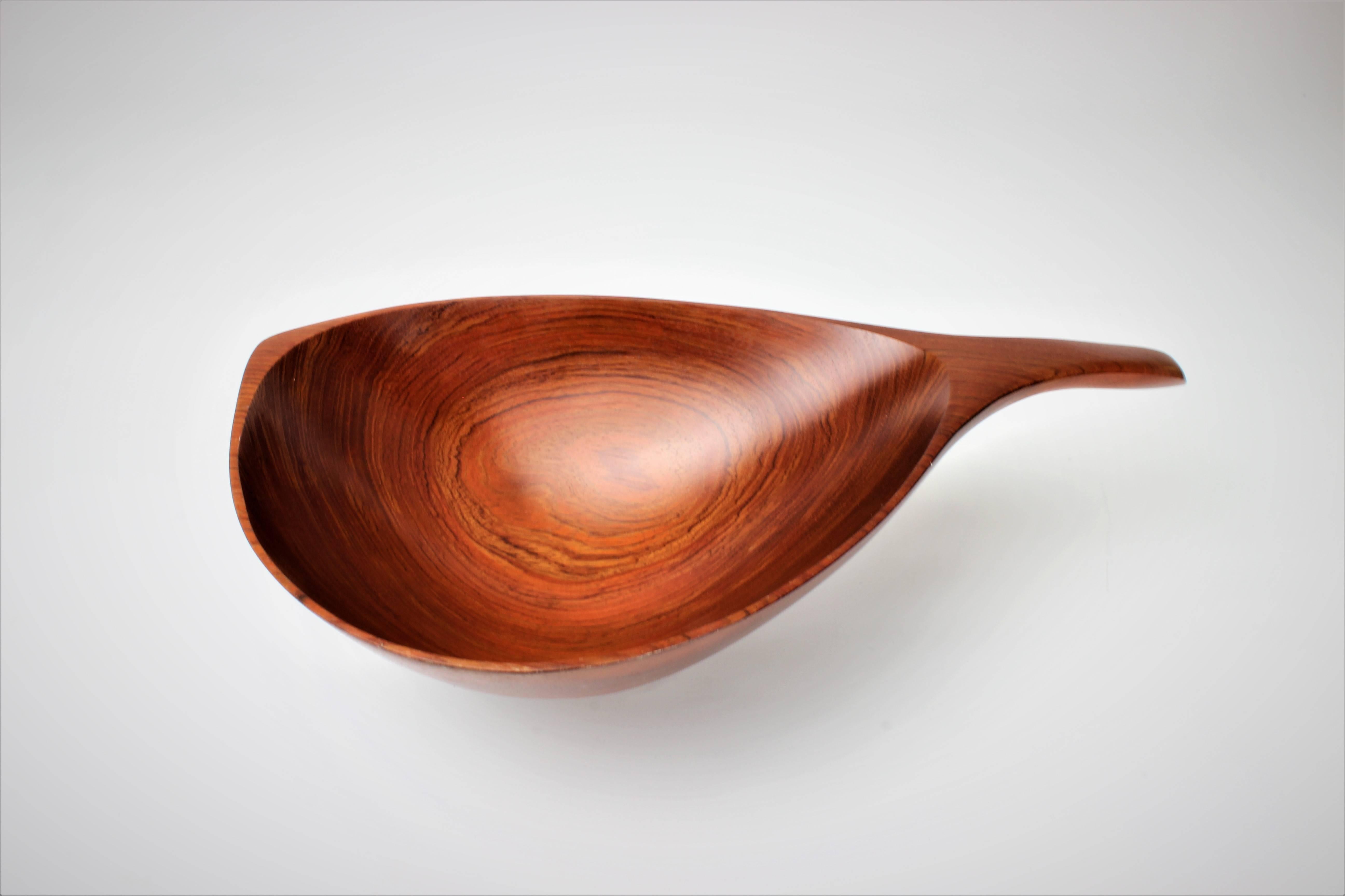 Late 20th Century Emil Milan Large Handmade Decorative Bowl in African Rosewood, 1970s