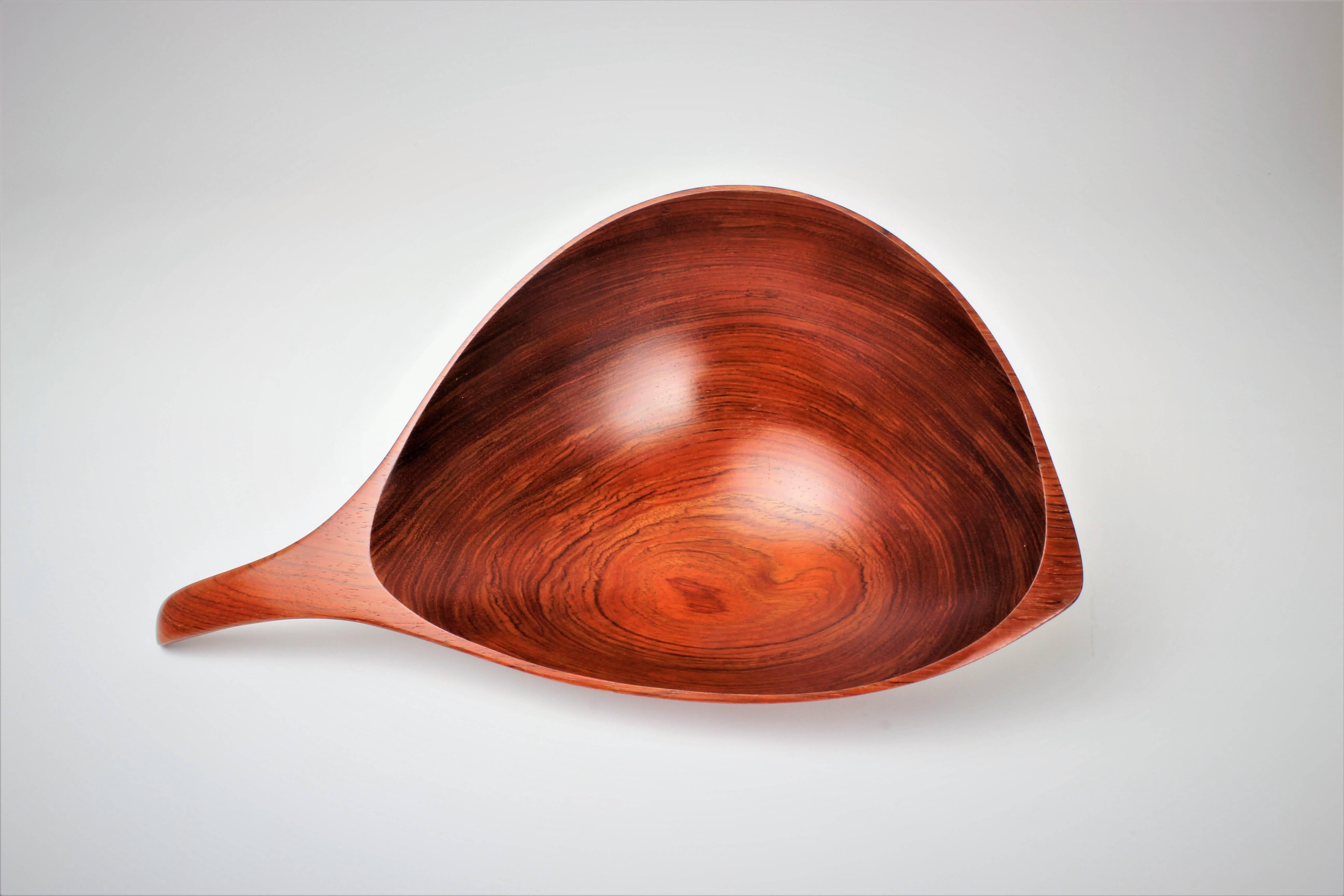 Turned Emil Milan Large Handmade Decorative Bowl in African Rosewood, 1970s