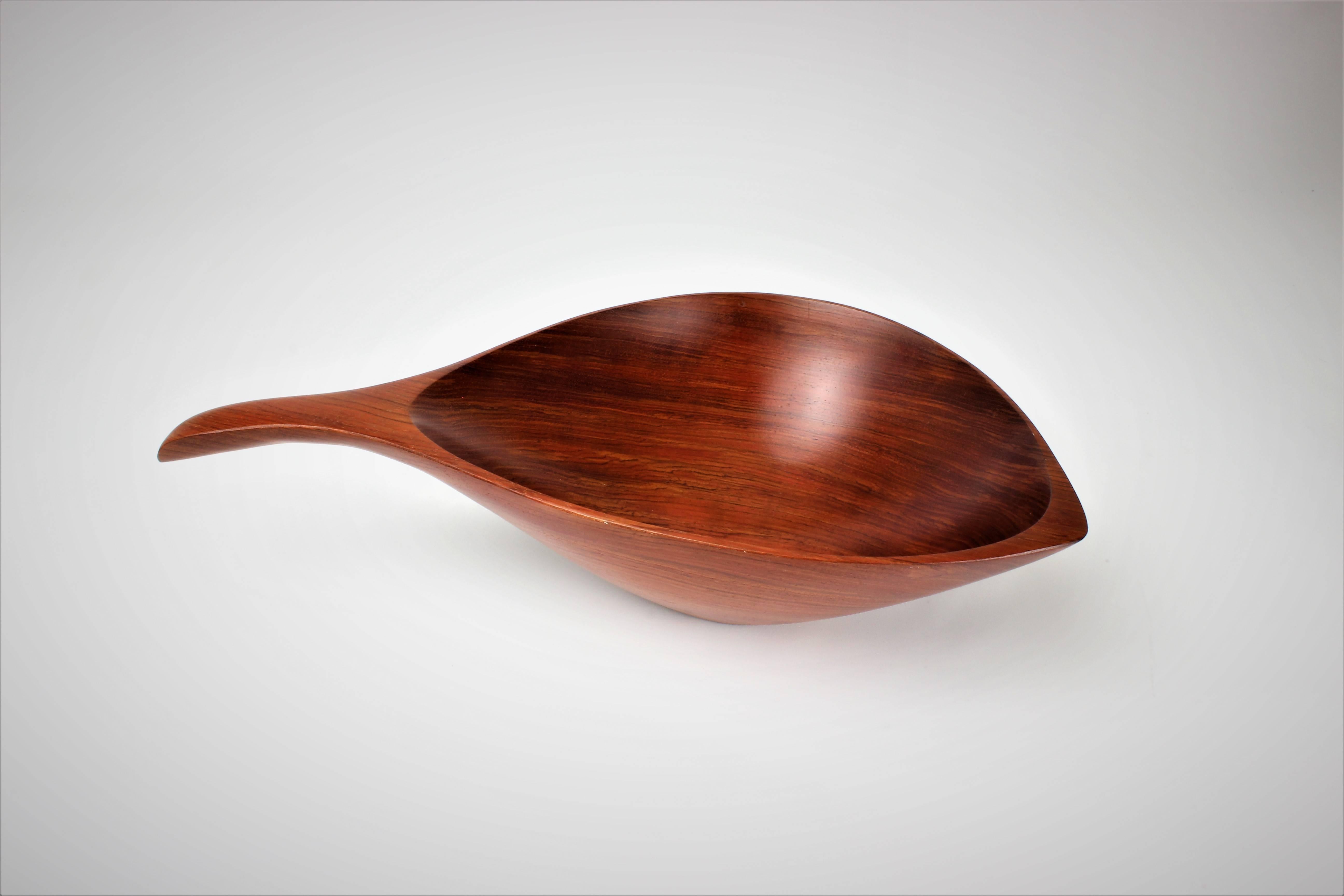 Mid-Century Modern Emil Milan Large Handmade Decorative Bowl in African Rosewood, 1970s