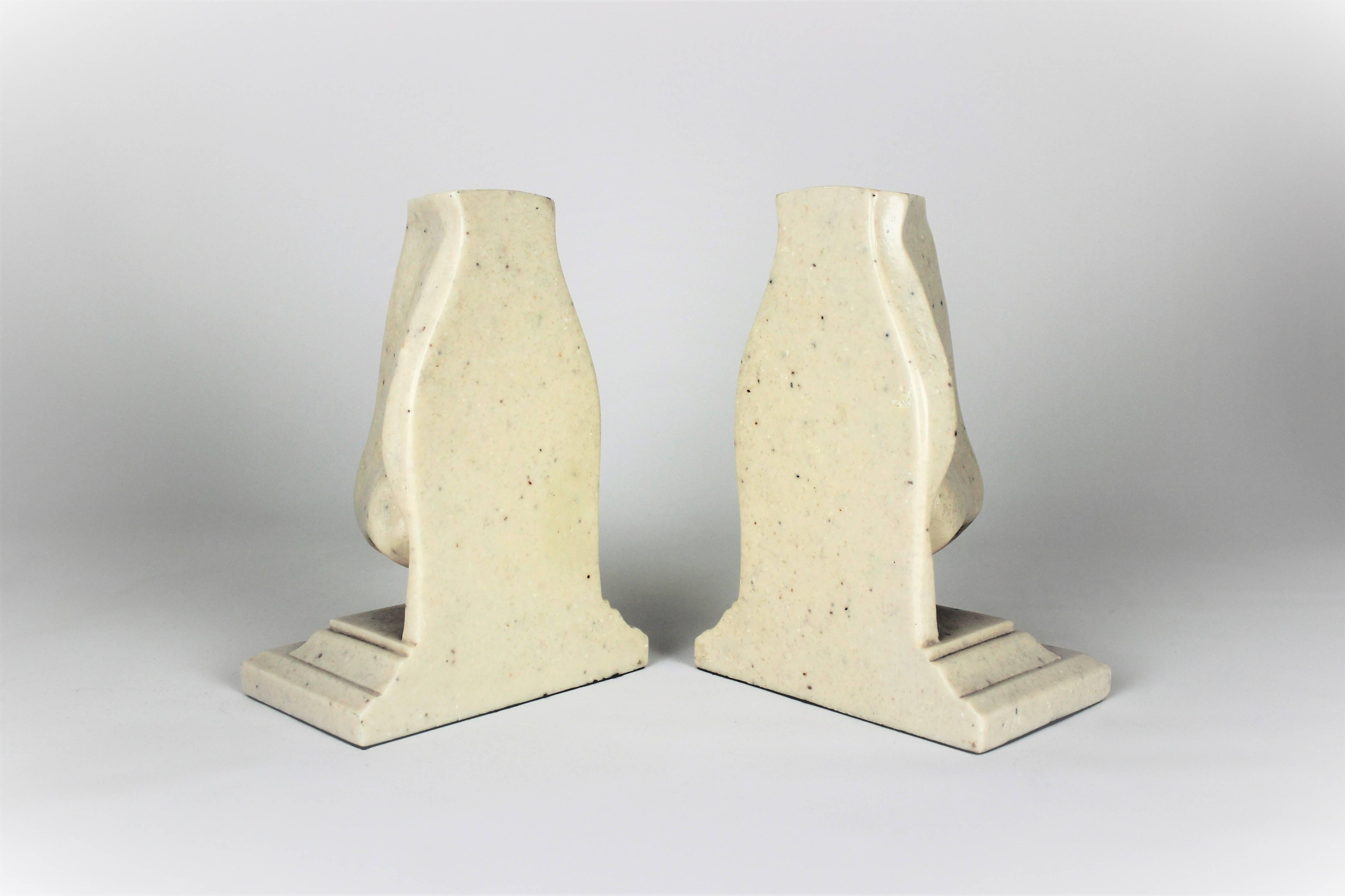 Mid-Century Modern Large Surrealist Pop Art Marble Nose Bookends, Italy, 1970s