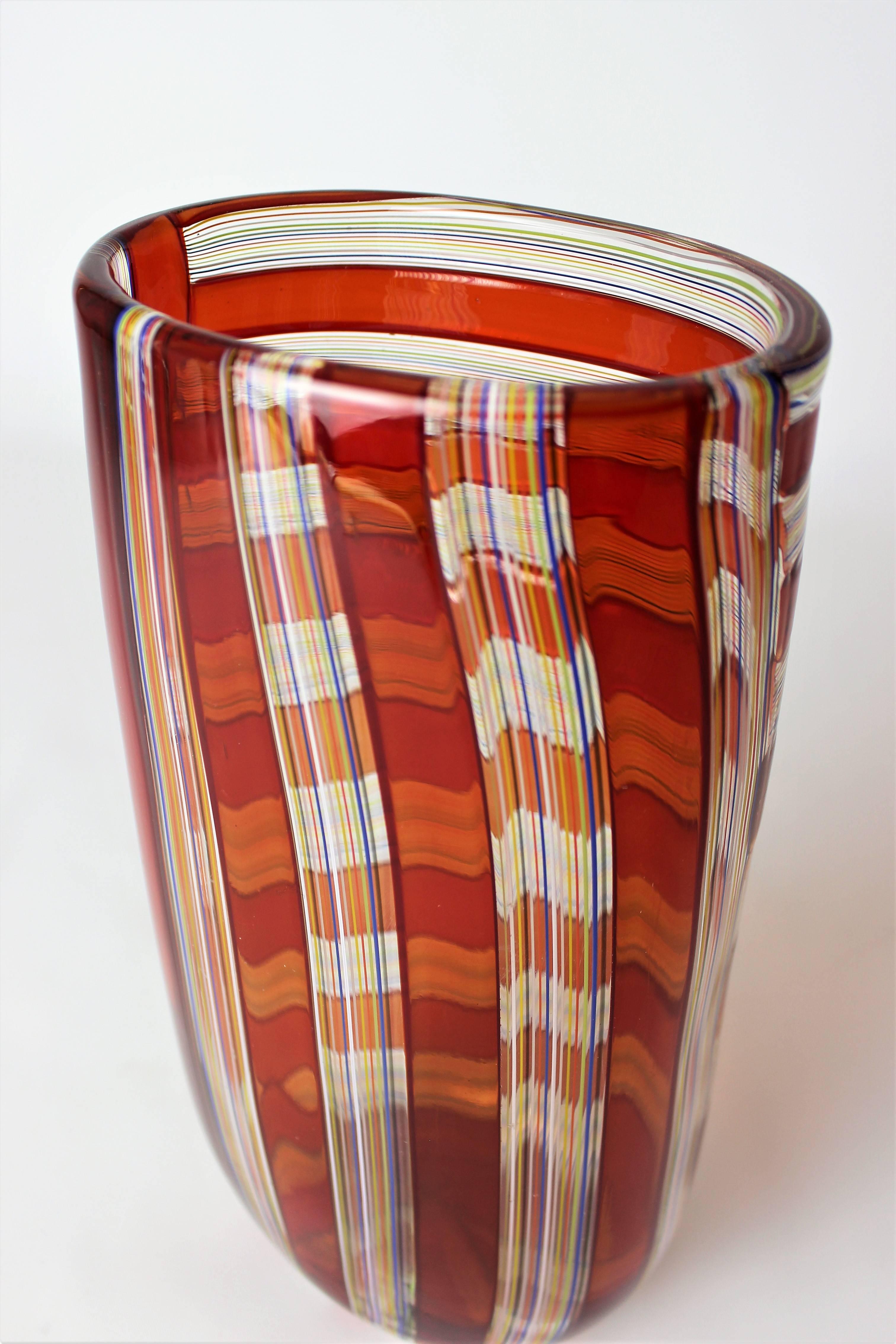 Large blown caned glass vase by Robin Mix for Tiffany & Co. In the style of Bianconi for Venini, Murano, Italy.

About Robin Mix
Robin Mix was first introduced to glassblowing at the University of Massachusetts in the early 1970s. The challenges