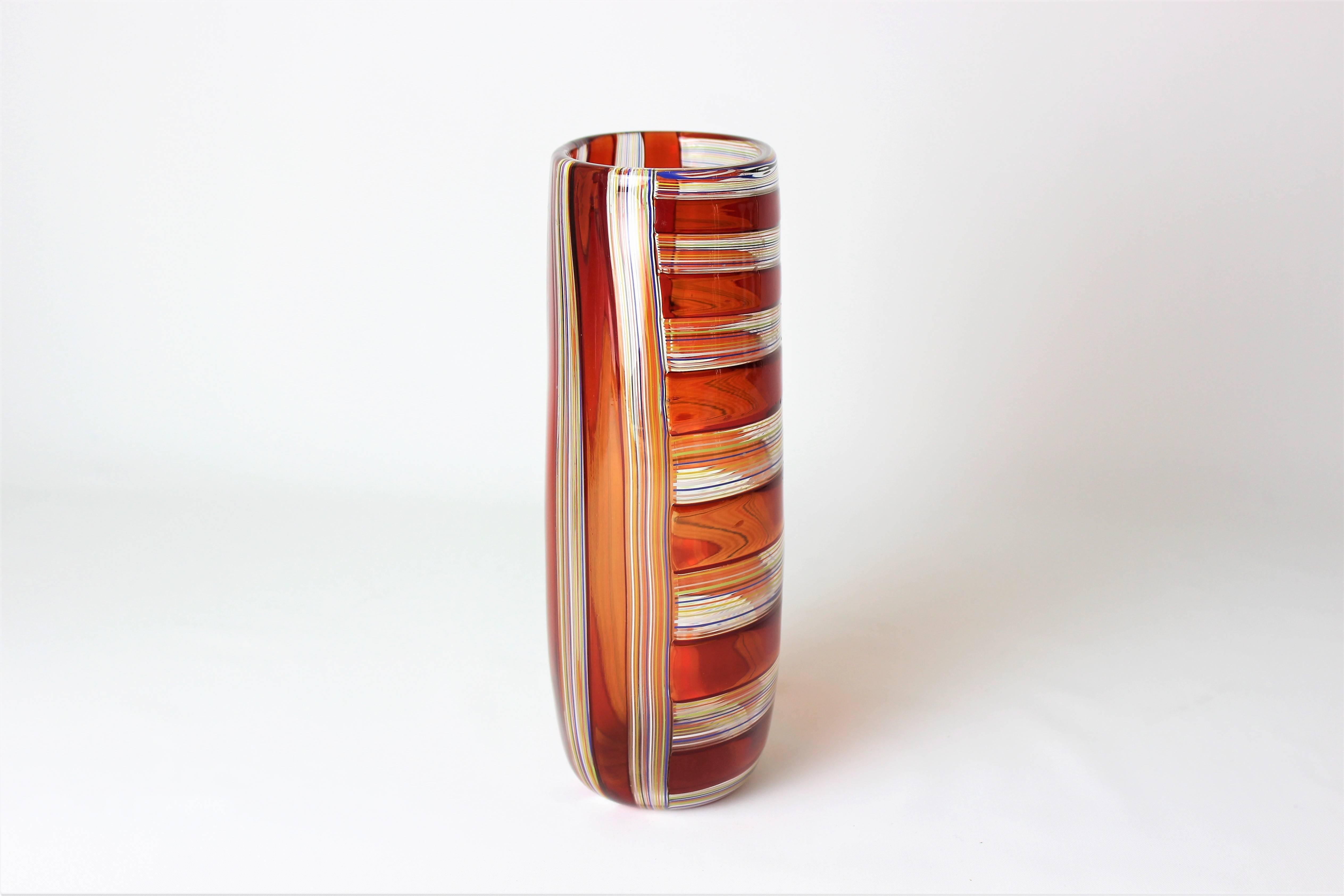 Late 20th Century Large Blown Caned Glass Vase by Robin Mix for Tiffany & Co