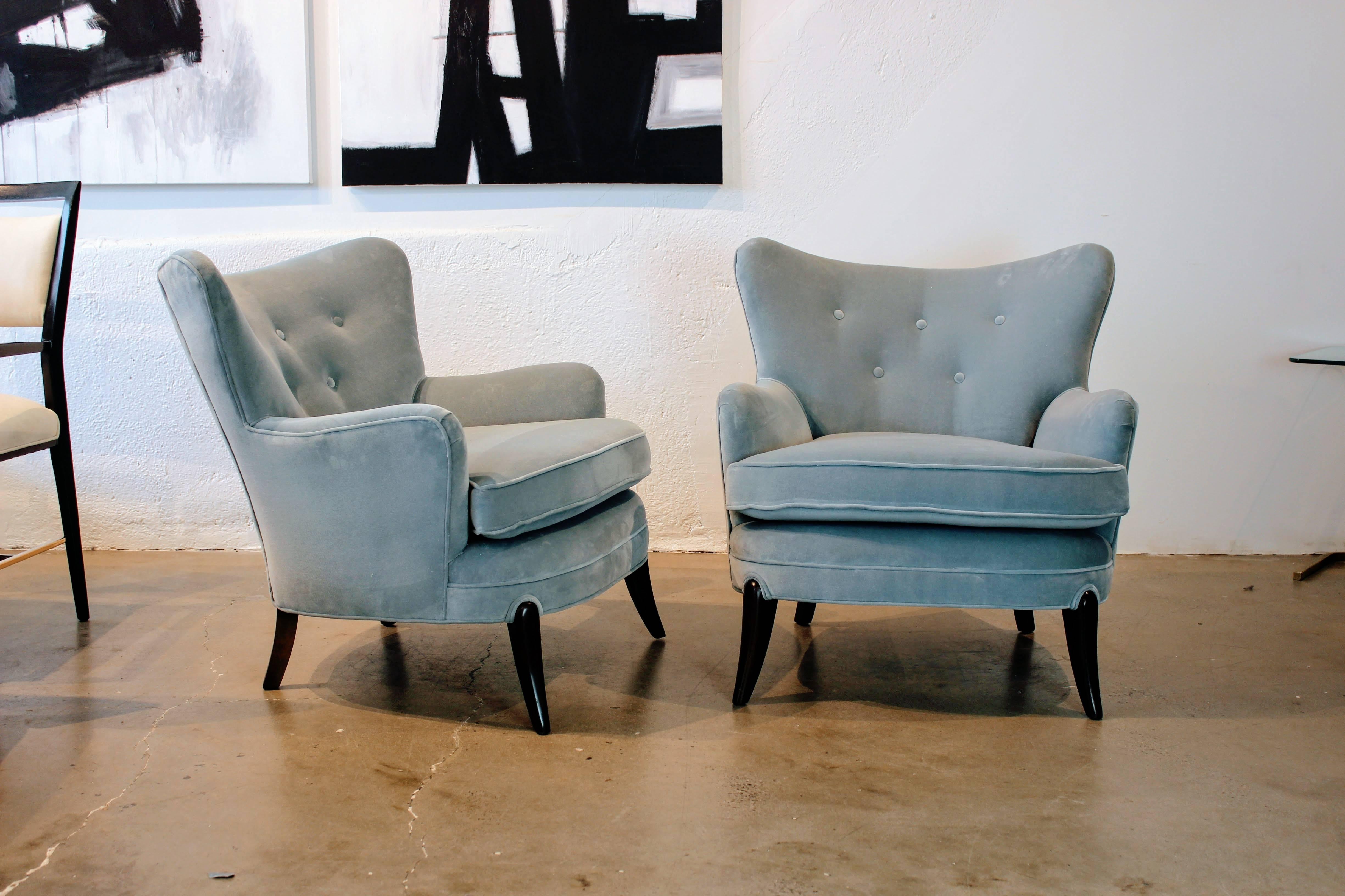 Scandinavian Modern Wicked Wing Back Lounge Chairs in the Style of Frits Henningsen, 1950s