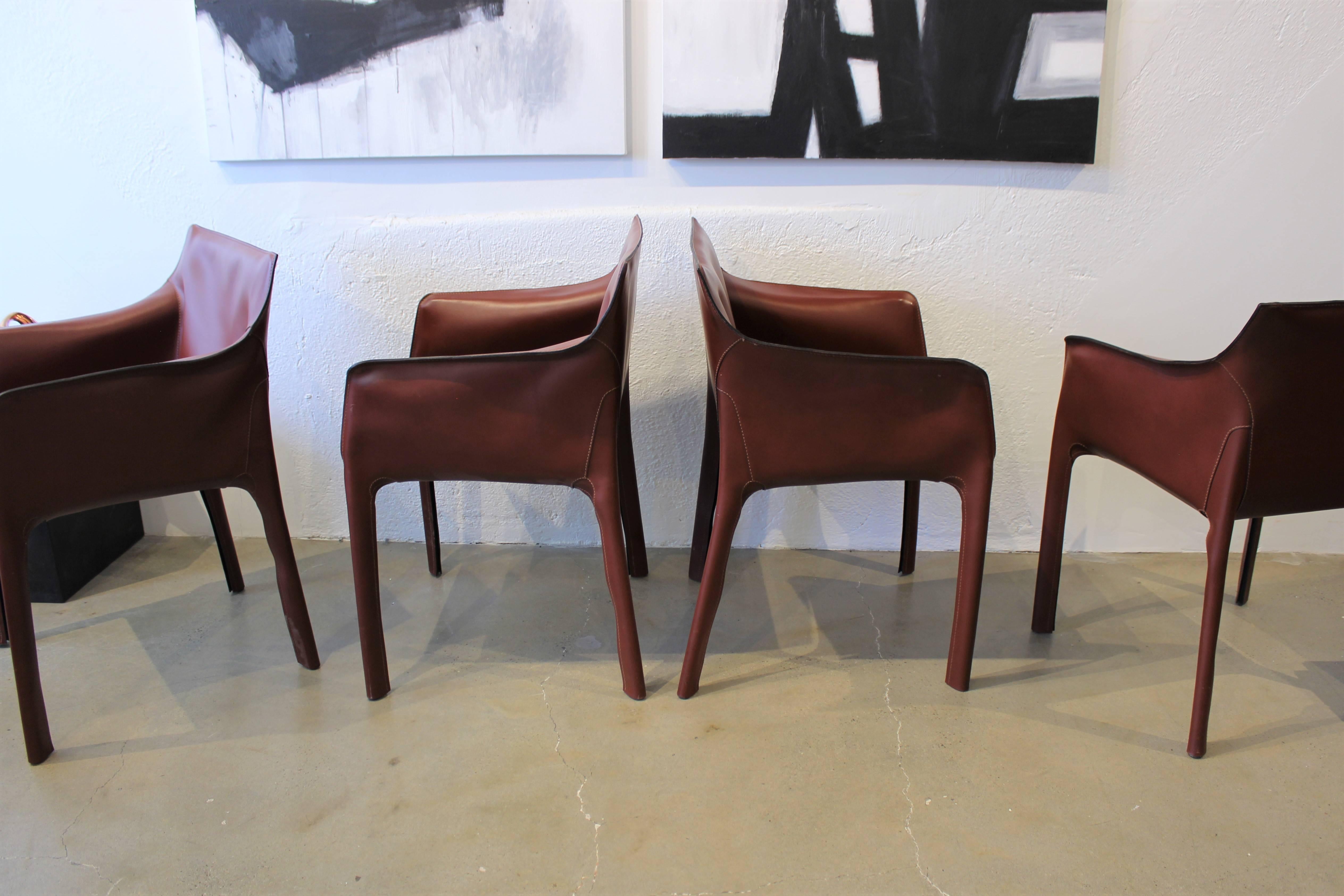 Gorgeous Russet Leather Armchairs by Matteo Grassi, Italy 2
