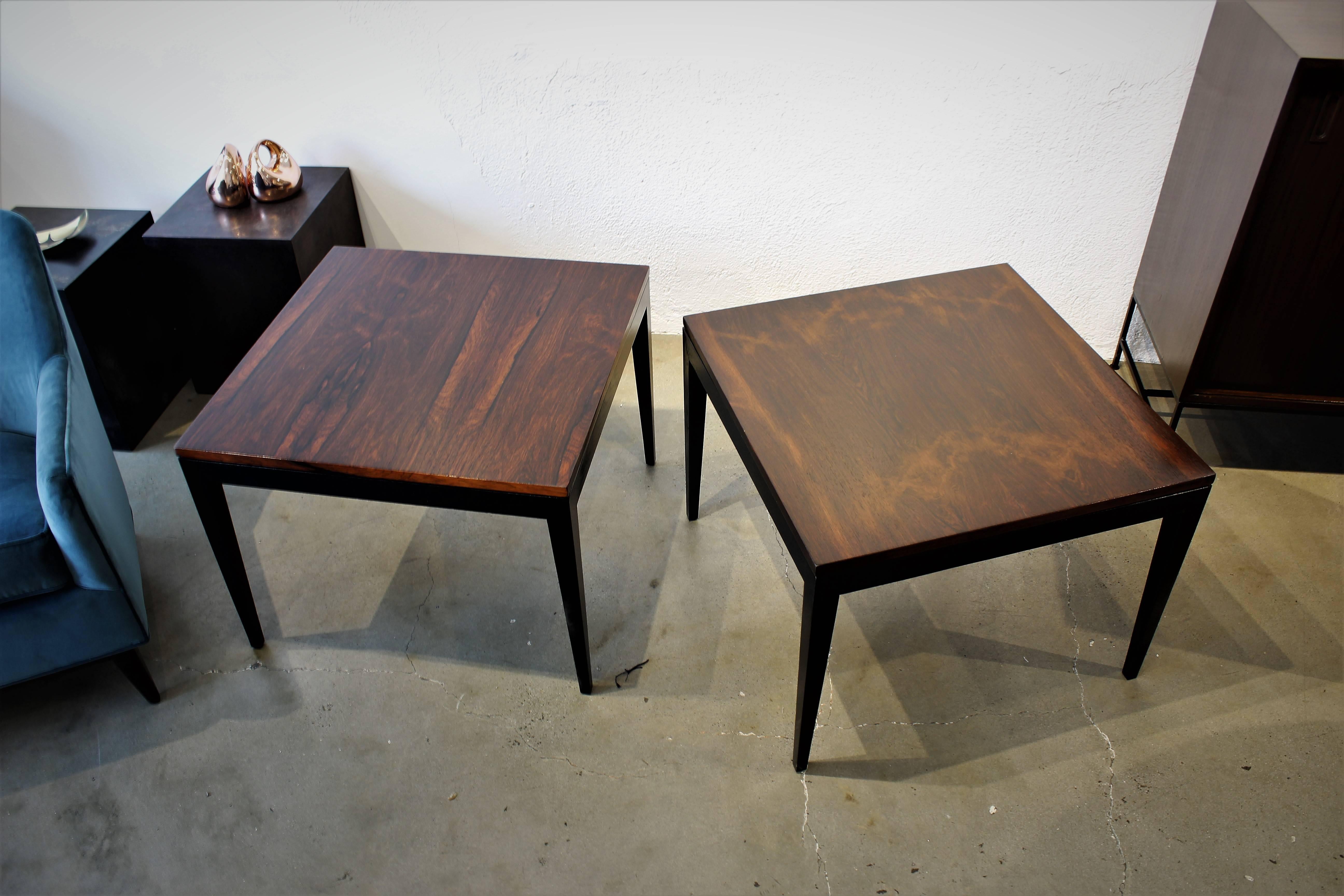 Large Beautiful Rosewood and Ebonized End Tables by Harvey Probber, 1960s In Excellent Condition In New York, NY