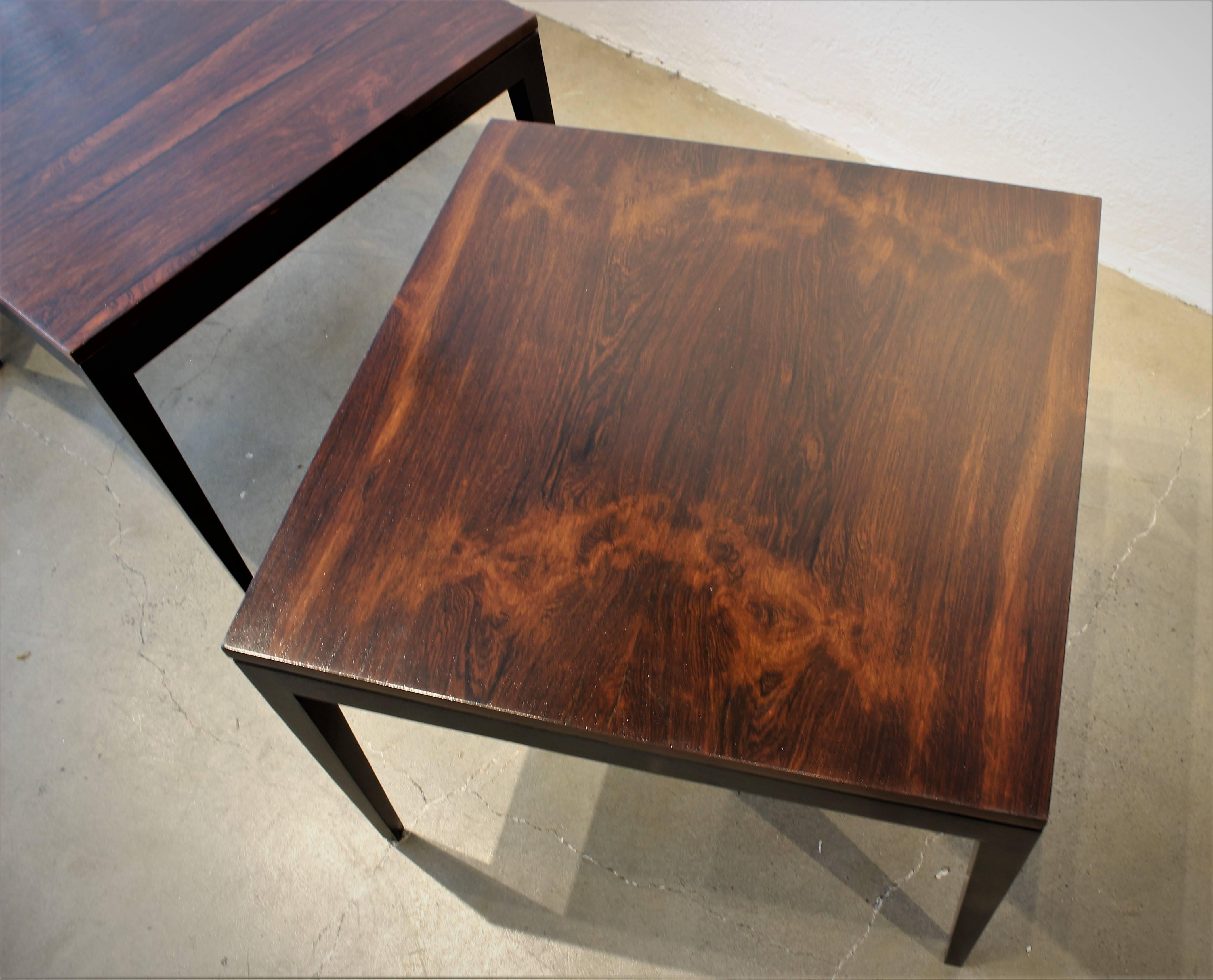 Wood Large Beautiful Rosewood and Ebonized End Tables by Harvey Probber, 1960s
