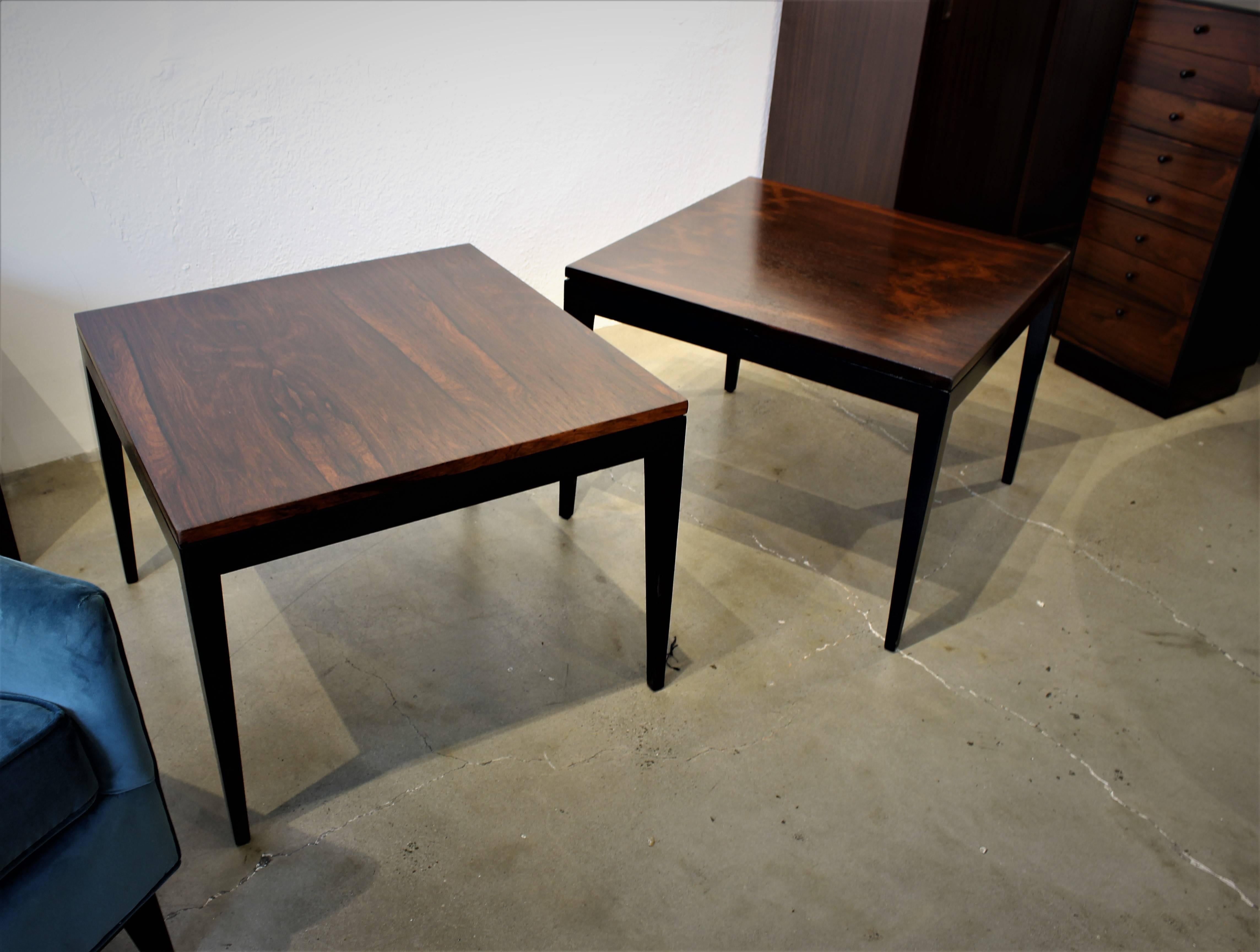 Large Beautiful Rosewood and Ebonized End Tables by Harvey Probber, 1960s 1