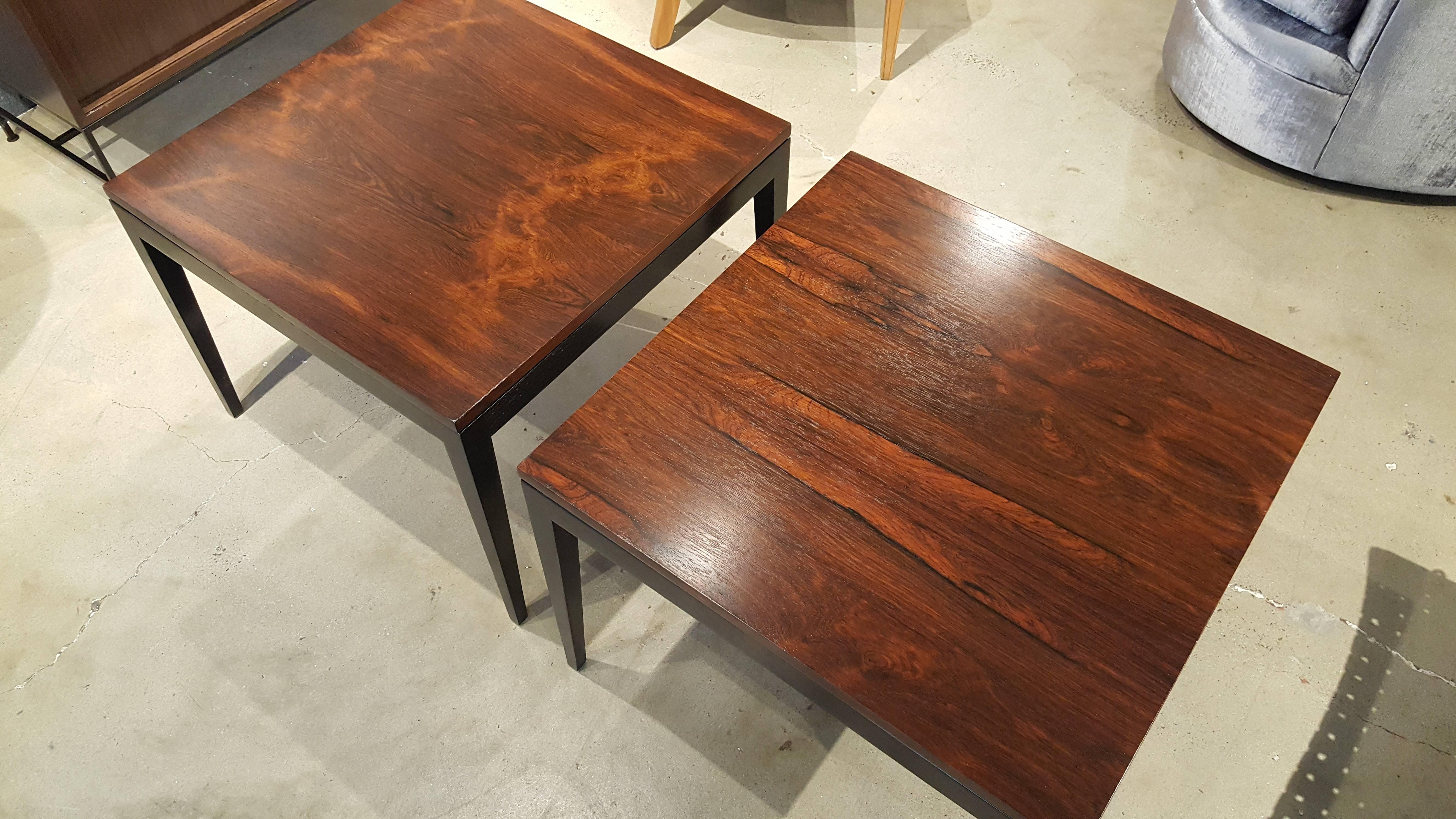 Mid-Century Modern Large Beautiful Rosewood and Ebonized End Tables by Harvey Probber, 1960s