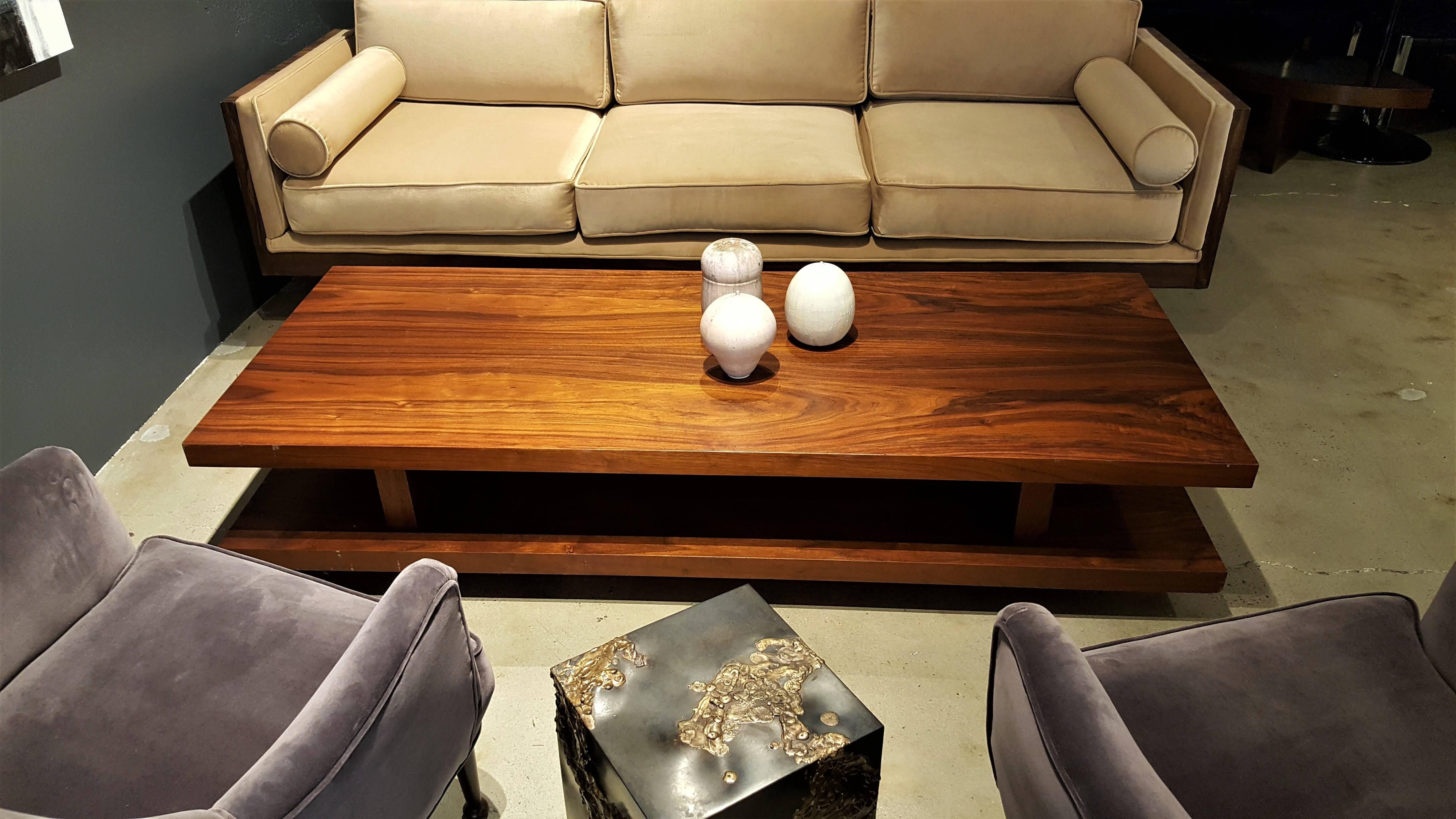 Late 20th Century Very Large Rectangular Walnut Coffee Table with Wicked Grain, 1970s