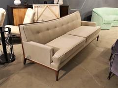 Gorgeous Sway Back Sofa with Exposed Mahogany Frame Attributed to Paul McCobb